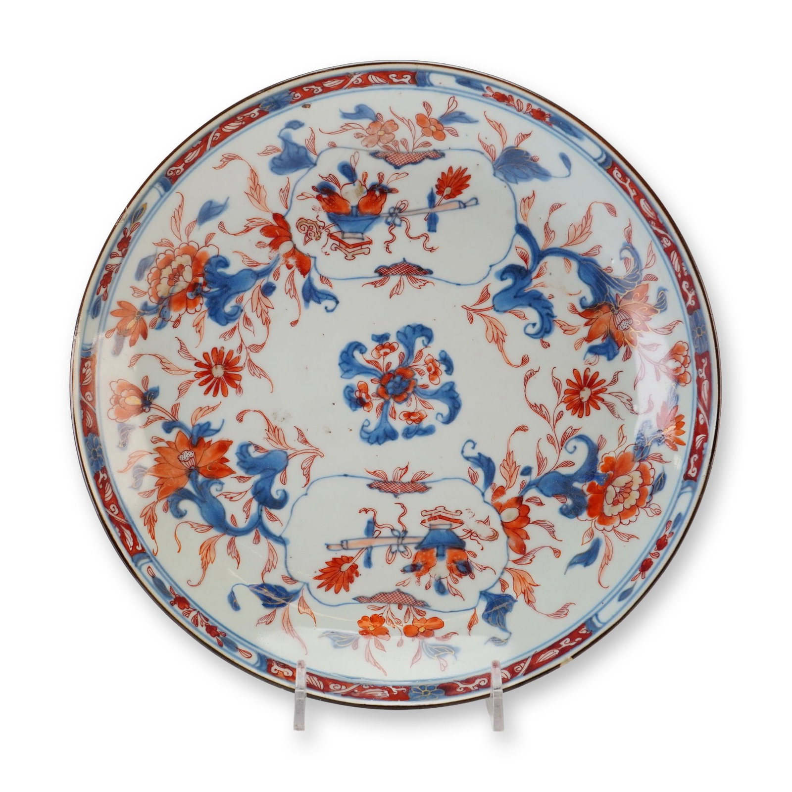 Japanese Imari Small Dish, Flowers and Scholar's Items (1 of 2)