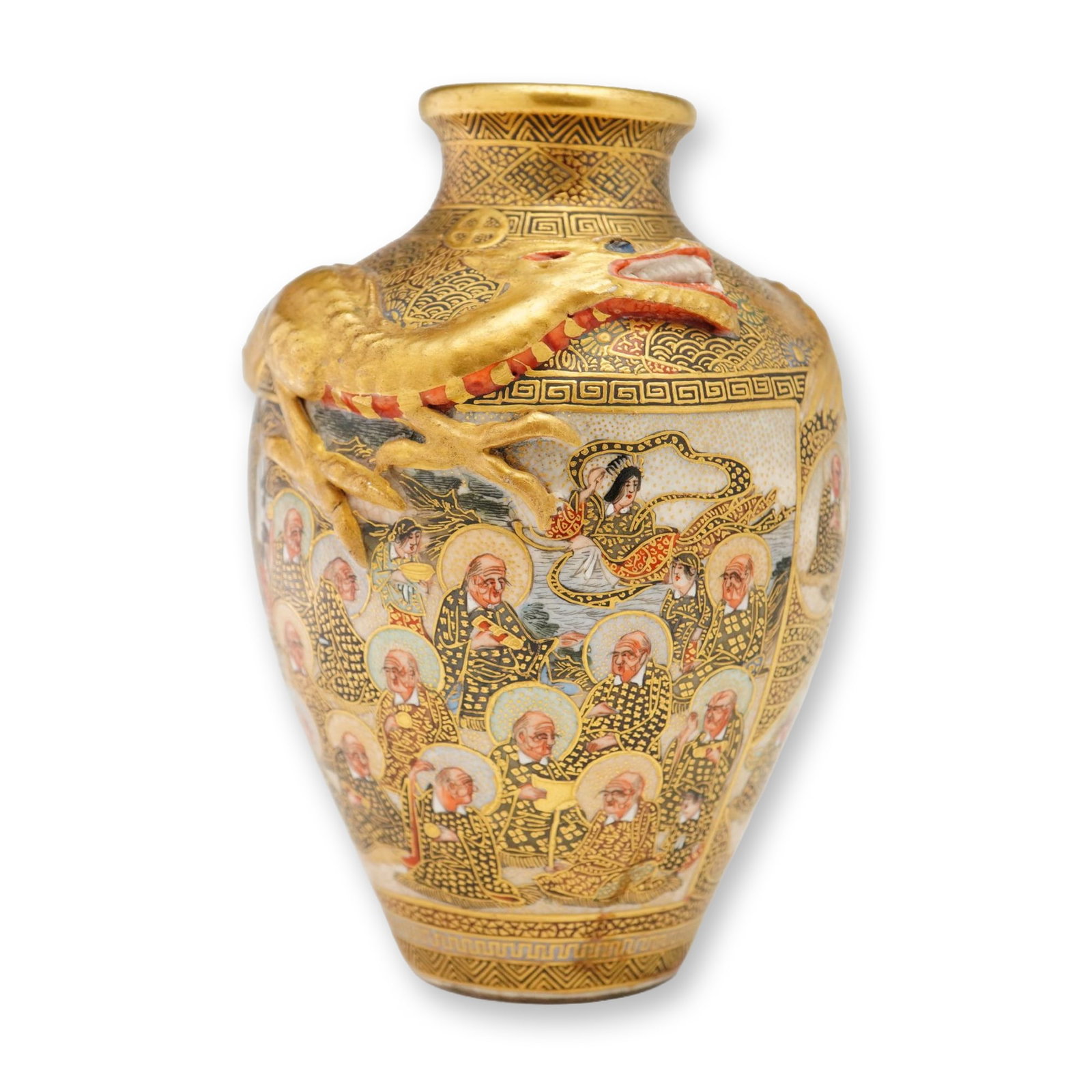 Japanese Satsuma Earthenware Dragon Vase (1 of 4)