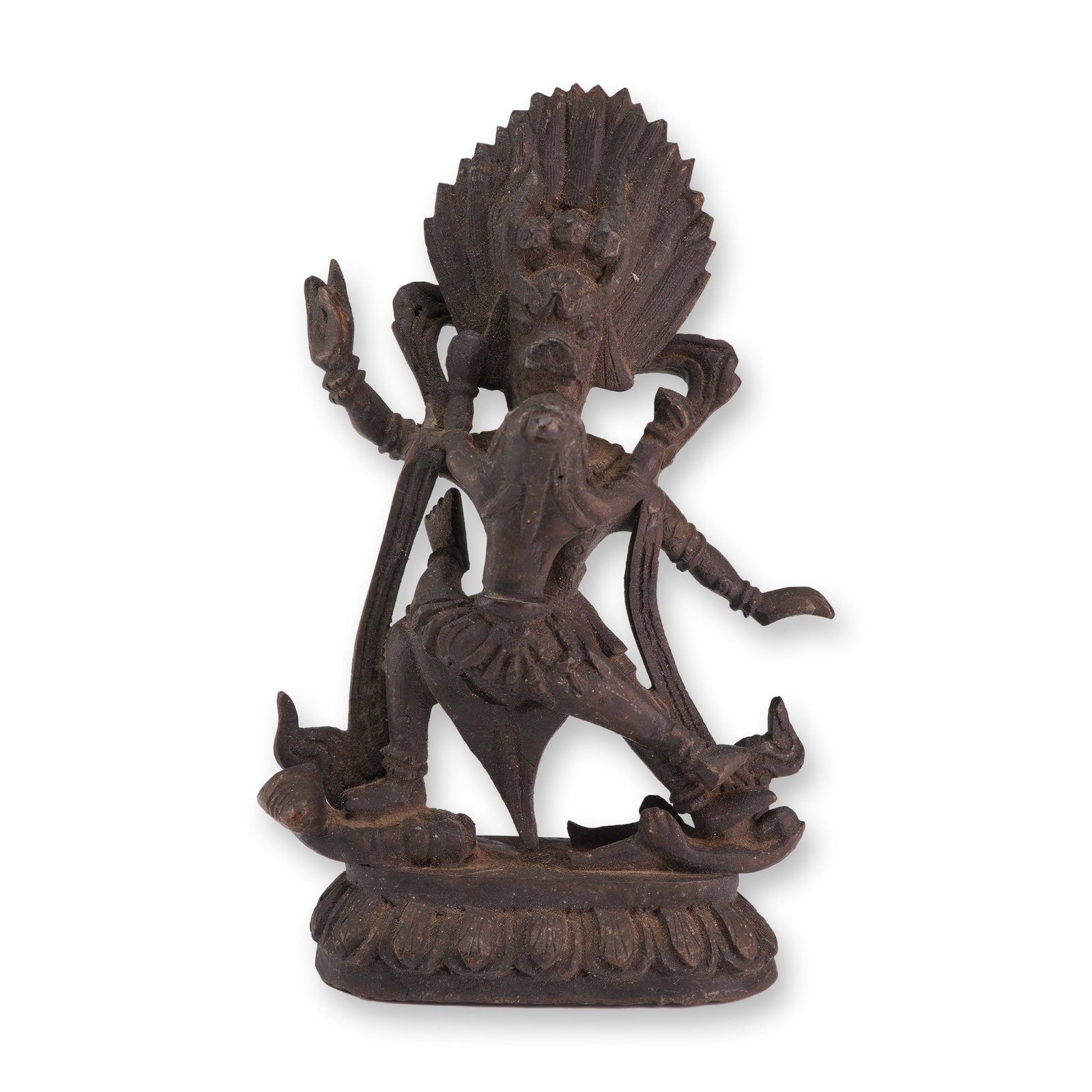 Small Tibetan Bronze Deity with Consort, Dark Patina (1 of 4)
