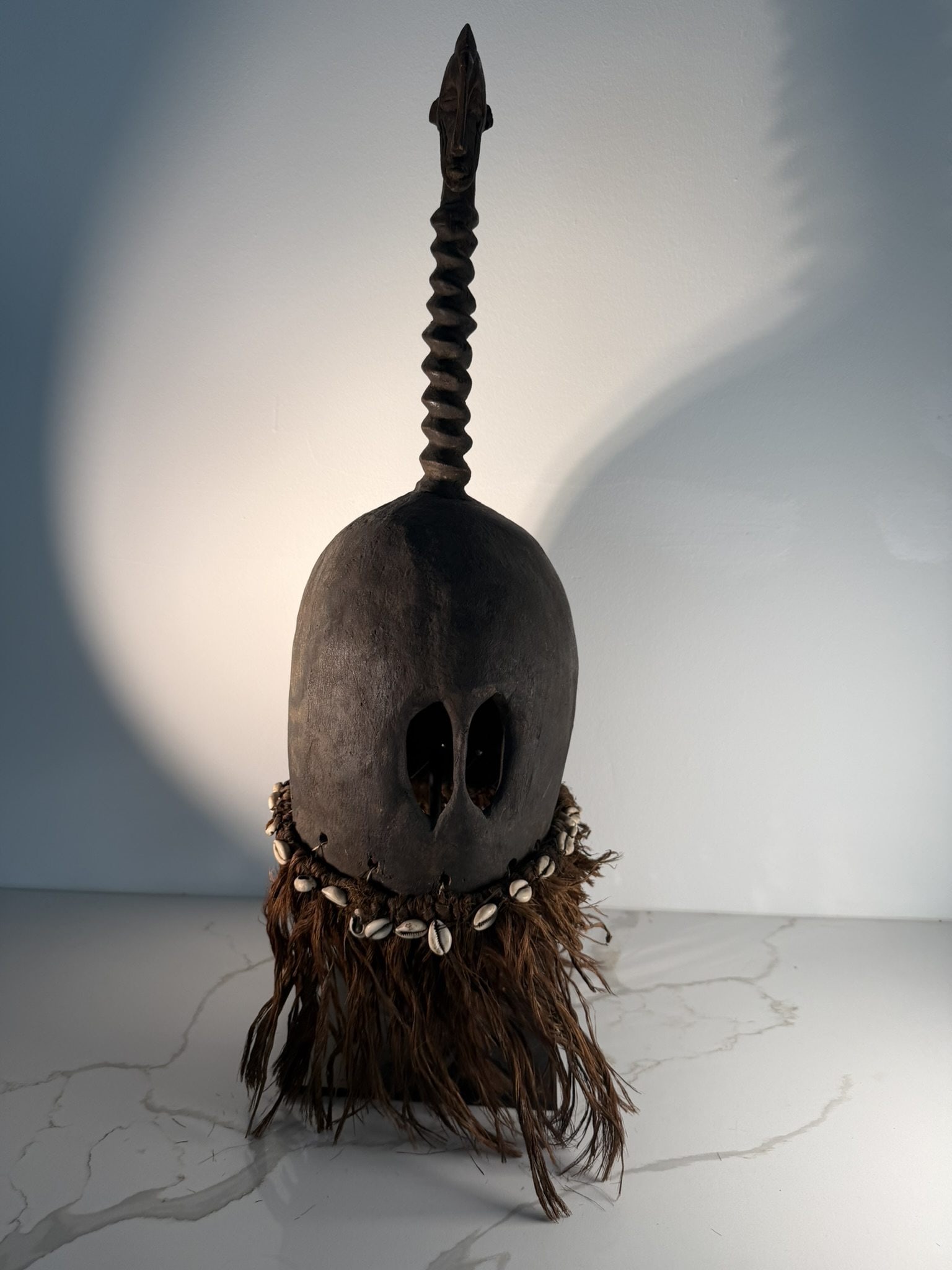 Senufo Helmet Mask with Cowrie and Raffia, Cote d'Ivoire, 19th/Early 20th Century (1 of 7)