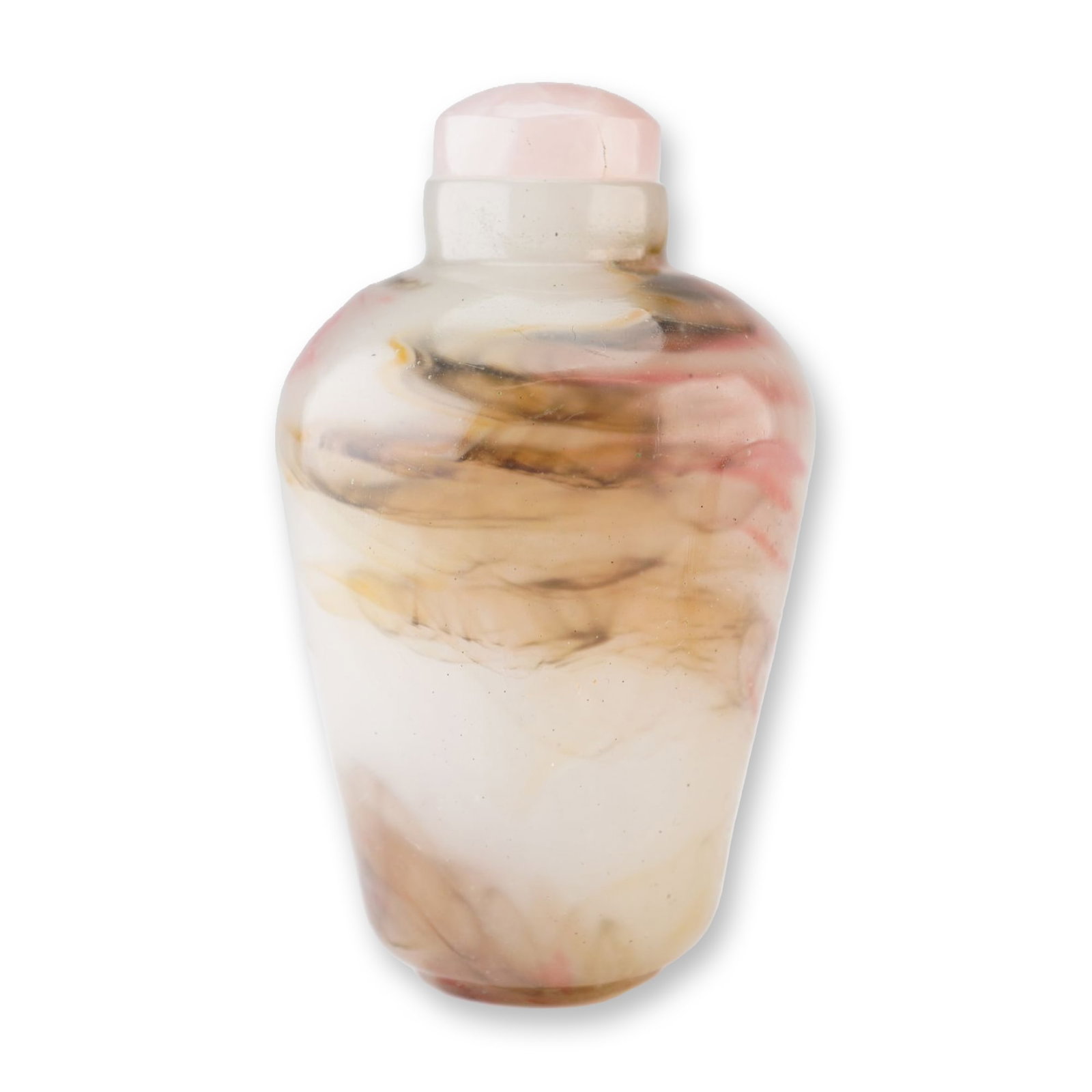 Off-White Glass Snuff Bottle, Swirled Colors Design (1 of 5)