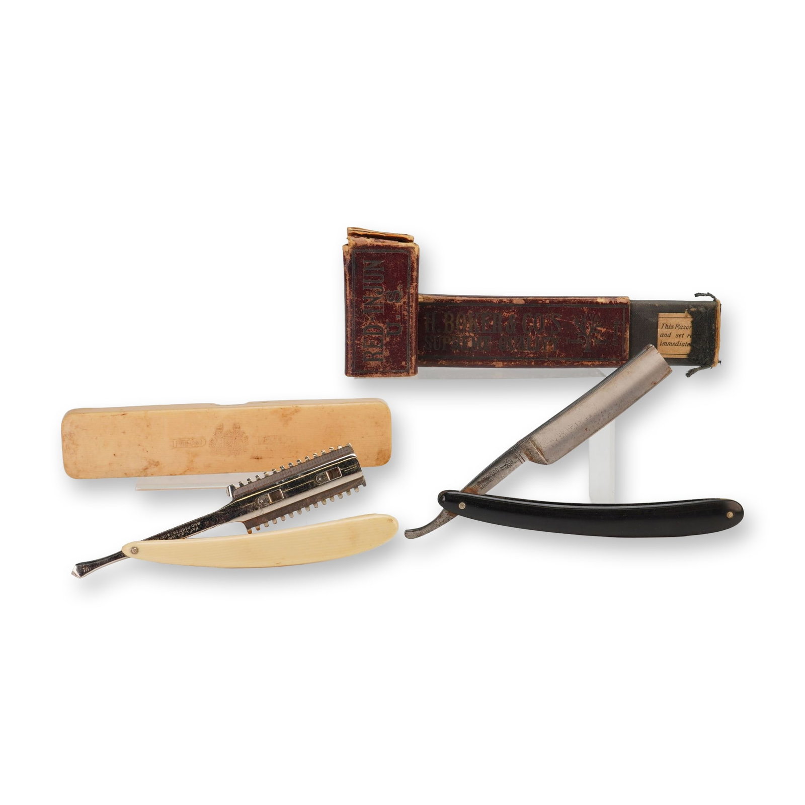 A Pair of H. Boker & Co. and Durham Duplex Razors, Celluloid Handles (1 of 5)