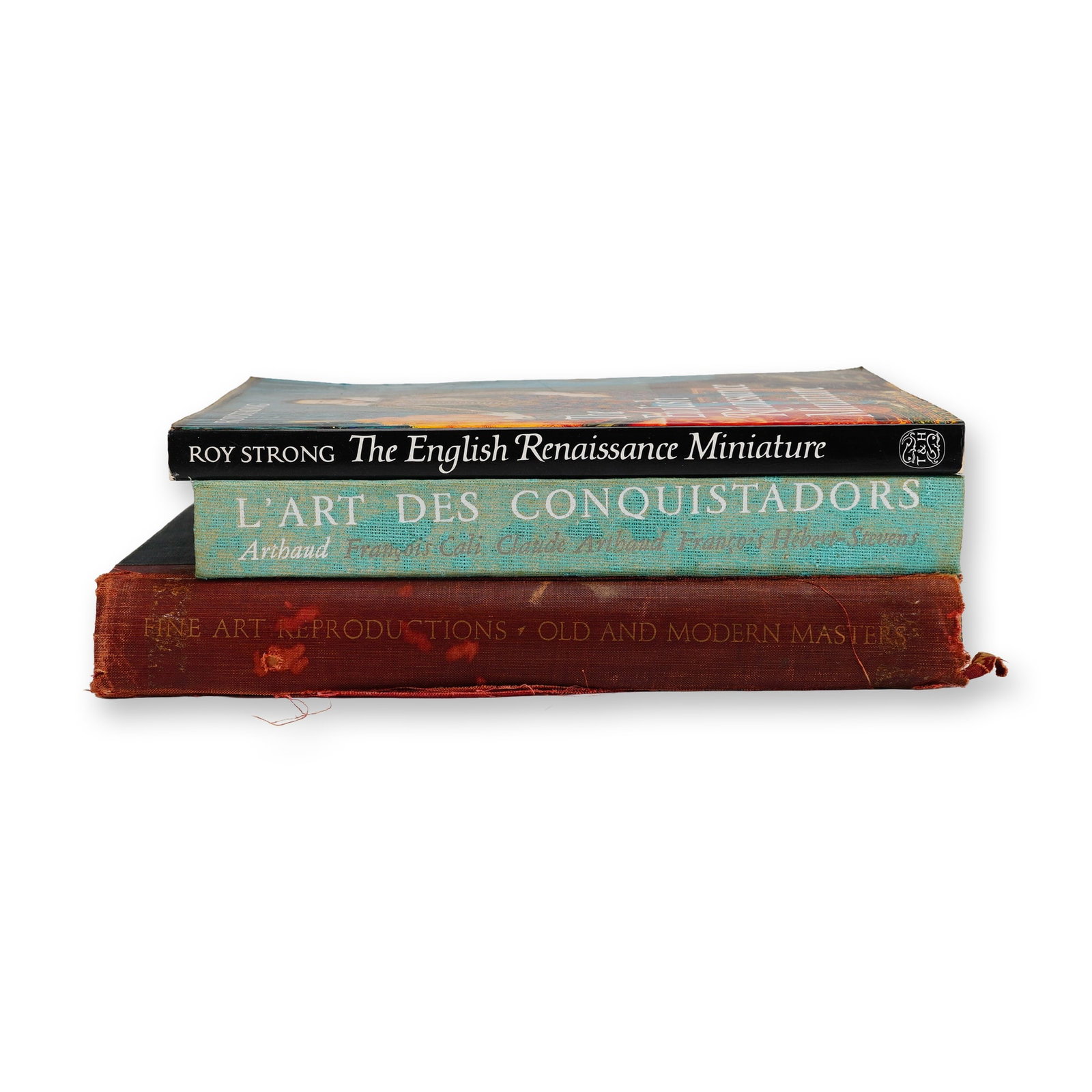 3 Art History and Reference Books: A collection of three art history and reference volumes. The group includes The English Renaissance Miniature by Roy Strong, published by Thames and Hudson. Also present is the French language edition