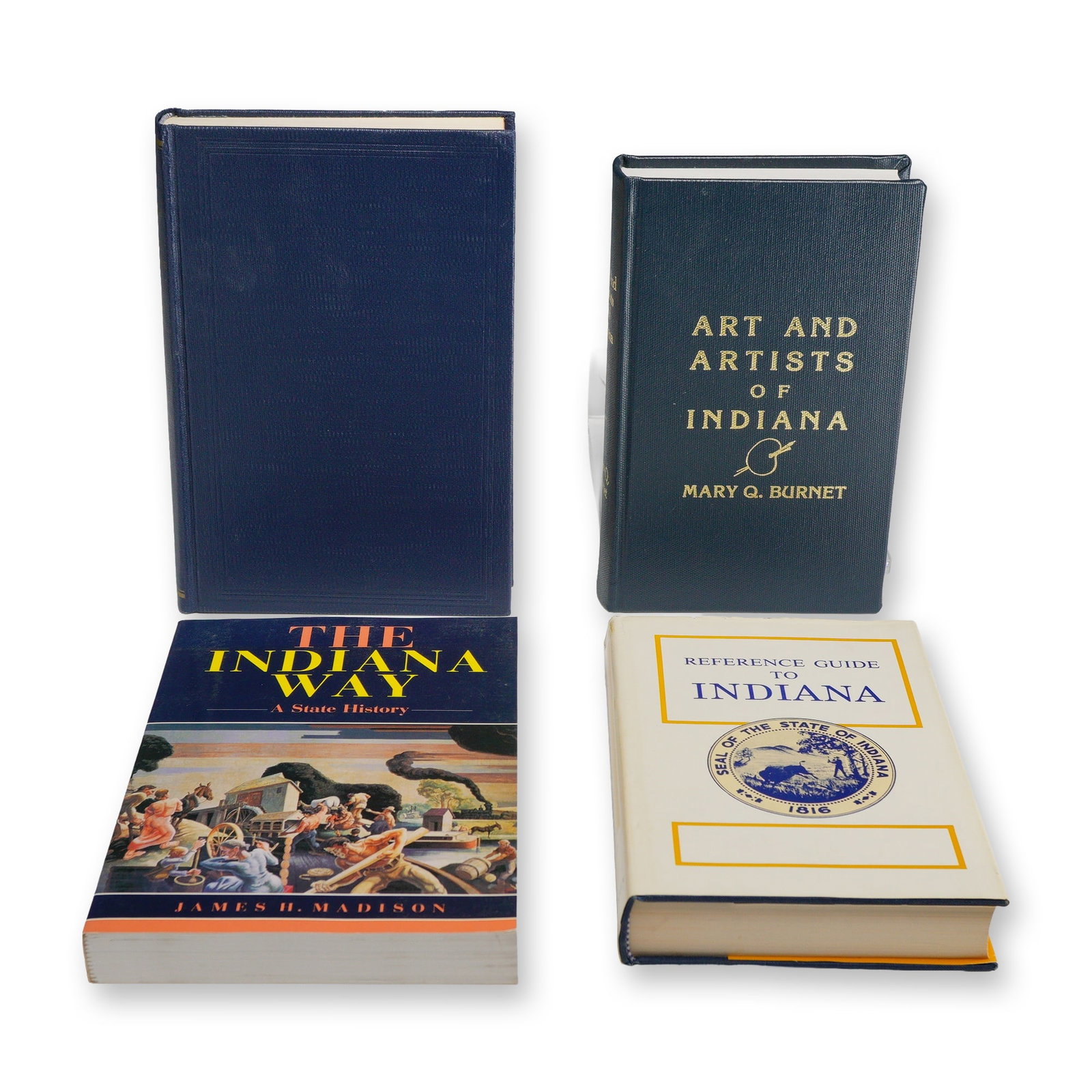 Four Hardcover Books on Indiana History, Art, and Literature. Various Publishers, 1962-1993.: This lot comprises four volumes focused on the cultural and historical development of the state of Indiana. Included is A History of Indiana Literature by Arthur W. Shumaker, published by the Indiana