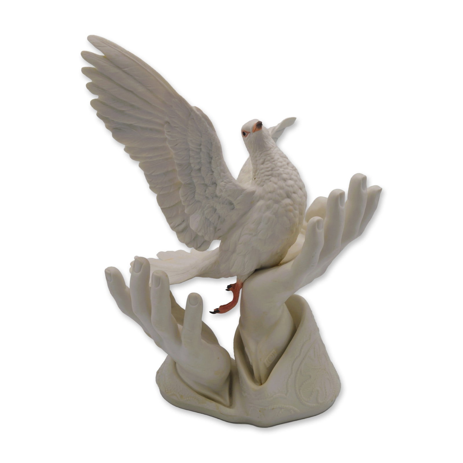 Boehm Porcelain LE Messenger Dove Of Peace Sculpture, 1986, Signed by Helen Boehm: Bisque Porcelain Decorated, hand created, hand painted by the Artists of the Boehm Studios in Trenton, New Jersey, USA. Introduced in 1986, featuring the LE Messenger Dove of Peace Sculpture. A lovely