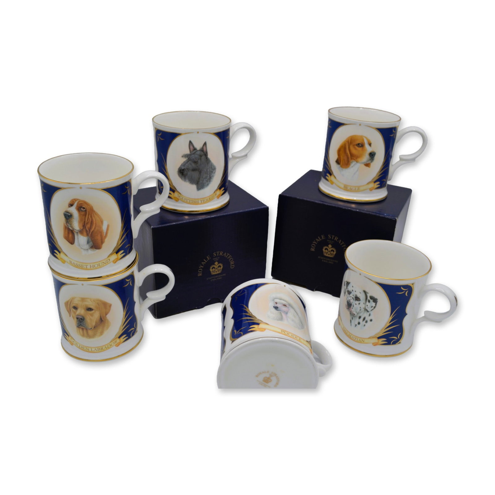 6Pc Royale Stratford Porcelain Dog Mugs, 1995 (1 of 6)