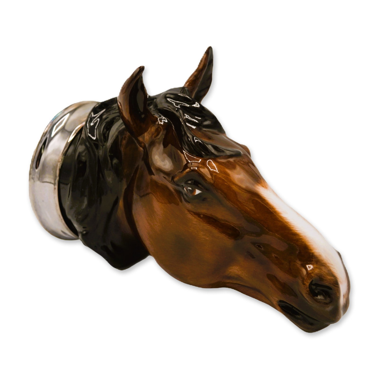 Royale Stratford Porcelain Bay Horse Stirrup Cup: Fine Bone China, hand created and hand painted by the Artists of Royale Stratford in Staffordshire, England. Characterized by rich colours, exquisite detail and their hand made quality, each of these 