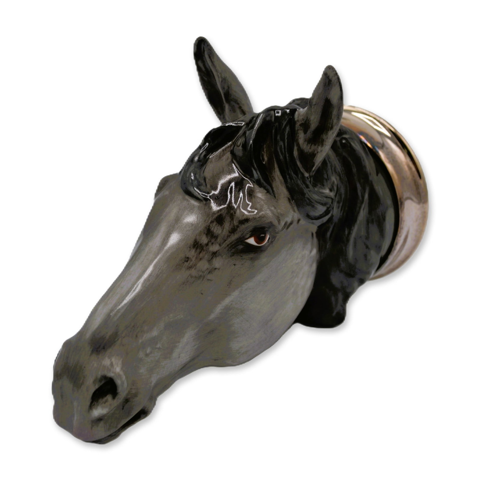 Royale Stratford Porcelain Grey Horse Stirrup Cup: Fine Bone China, hand created and hand painted by the Artists of Royale Stratford in Staffordshire, England. Characterized by rich colours, exquisite detail and their hand made quality, each of these 