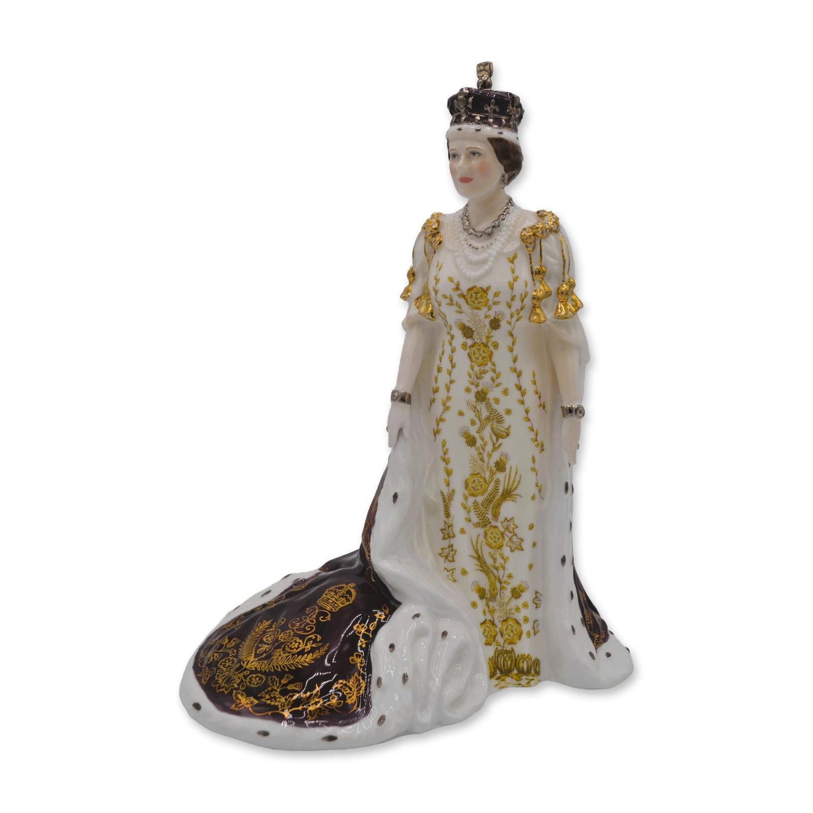 Royal Worcester Porcelain LE Figurine Queen Elizabeth, The Queen Mother In Her Coronation Robes, (1 of 5)