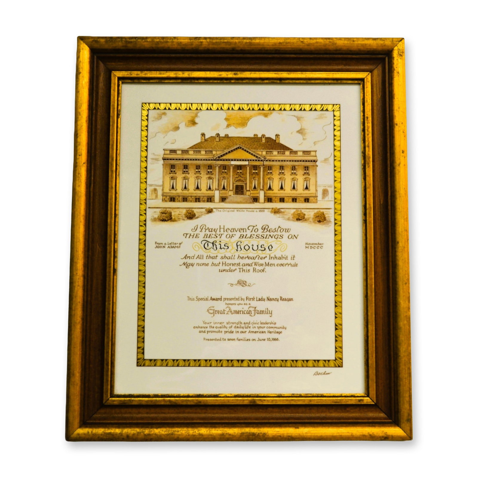 Boehm Porcelain Original Painting, The White House In 1800, W/Frame, 1986, Rare: Original Painting on Porcelain, in full color, hand created, hand painted by the Artists of the Boehm Studios in Malvern, England, UK. This Porcelain Panel depicts the image of The White House, Circa:
