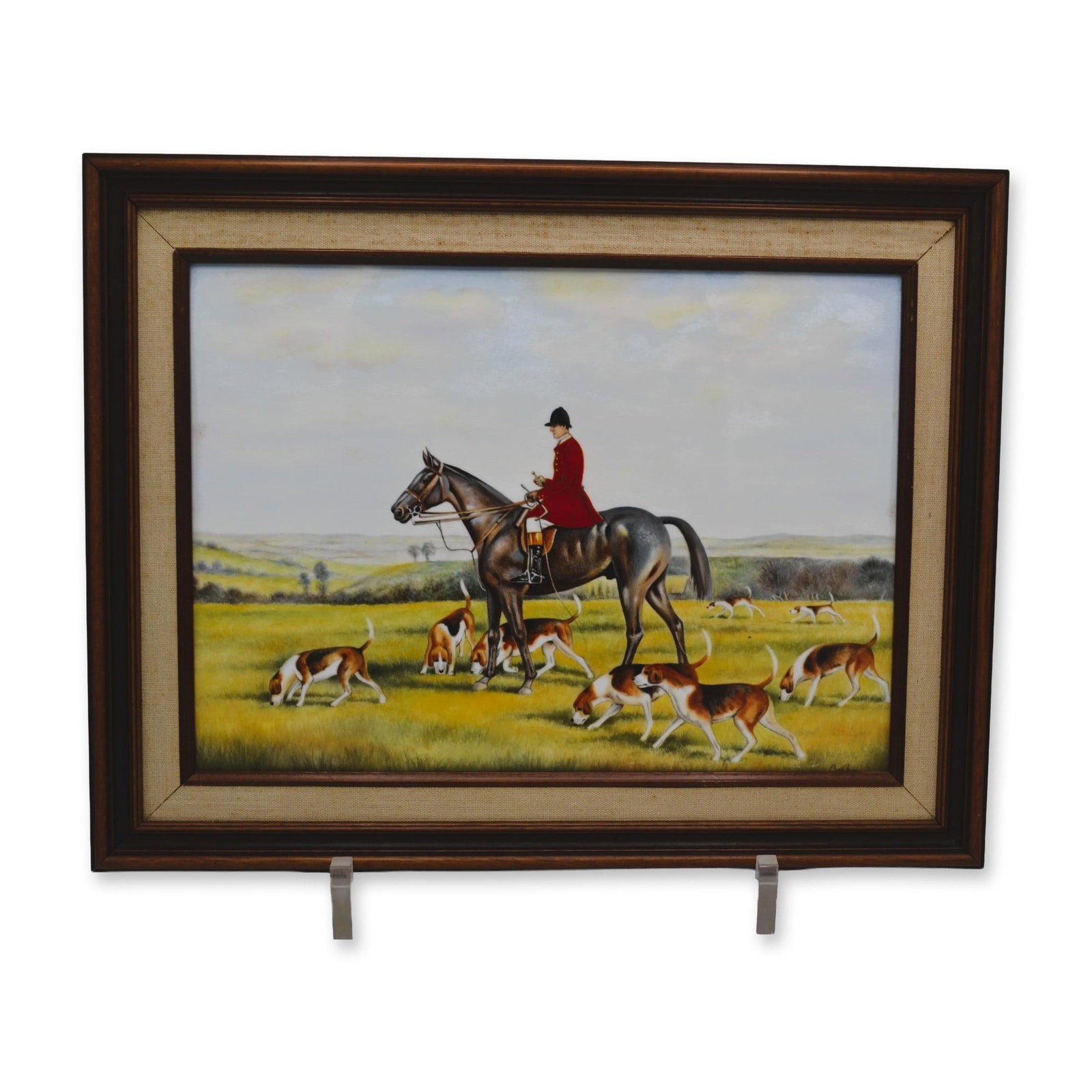 Boehm Porcelain Original Painting, Morning Hunt, W/Frame, 1975, Rare: Original Painting on Porcelain, in full color, hand created, hand painted by the Artists of the Boehm Studios in Malvern, England, UK. This Porcelain Painting is entitled "Morning Hunt" in full color.