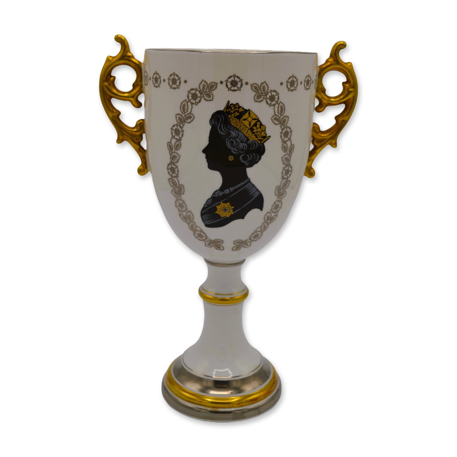 Coalport Two Handled Loving Cup Goblet, Queen Elizabeth II, Silver Jubilee, 1977 (1 of 5)