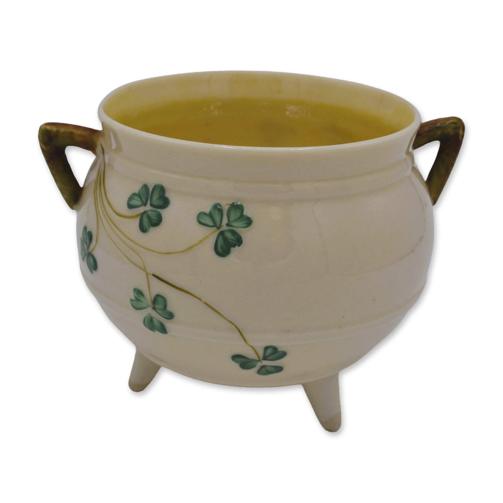 Belleek Porcelain Three-Footed Irish Pot Sugar Bowl, Black Mark (1 of 3)