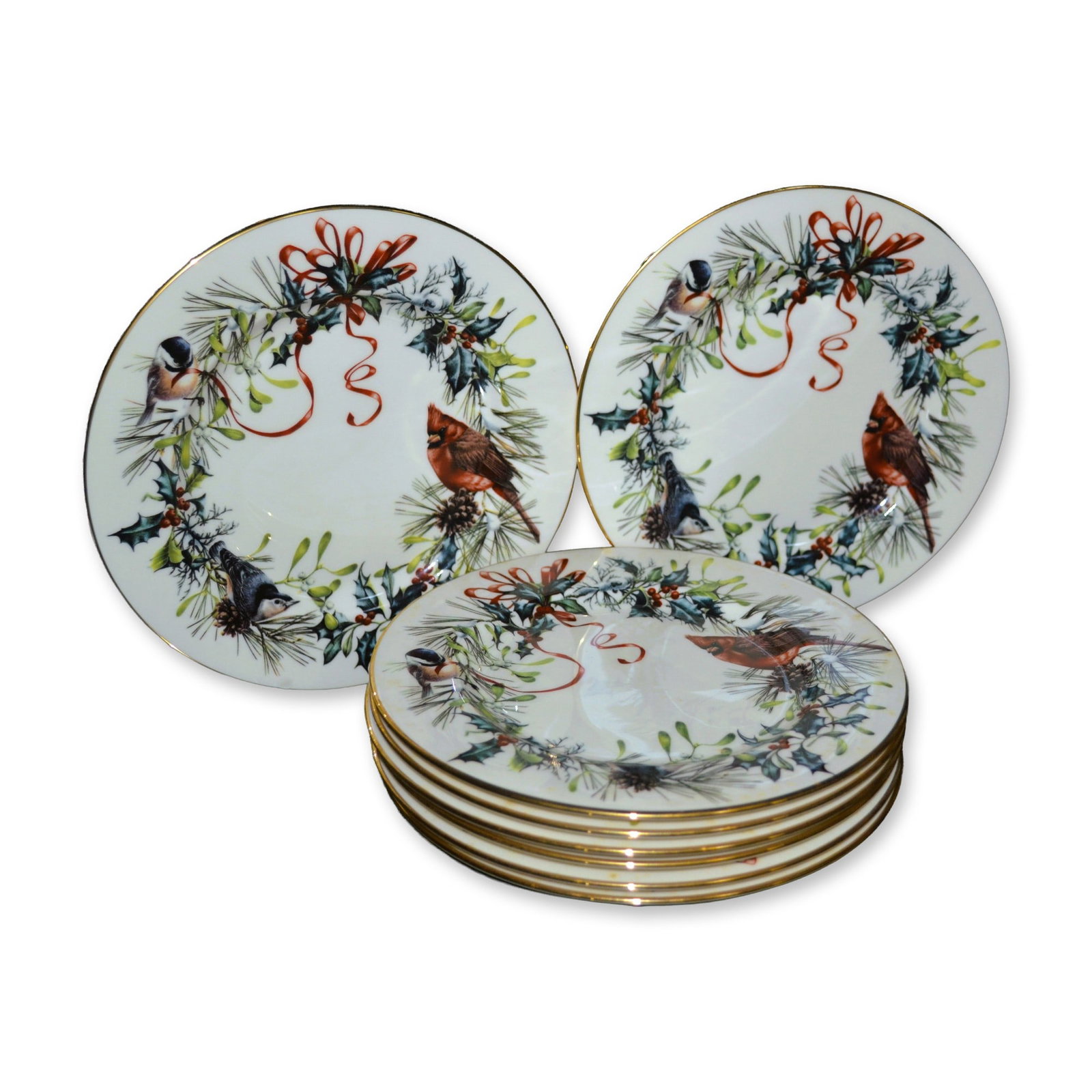 8Pc Lenox China Winter Greetings By Catherine McClung Salad Plates, 1995 (1 of 3)