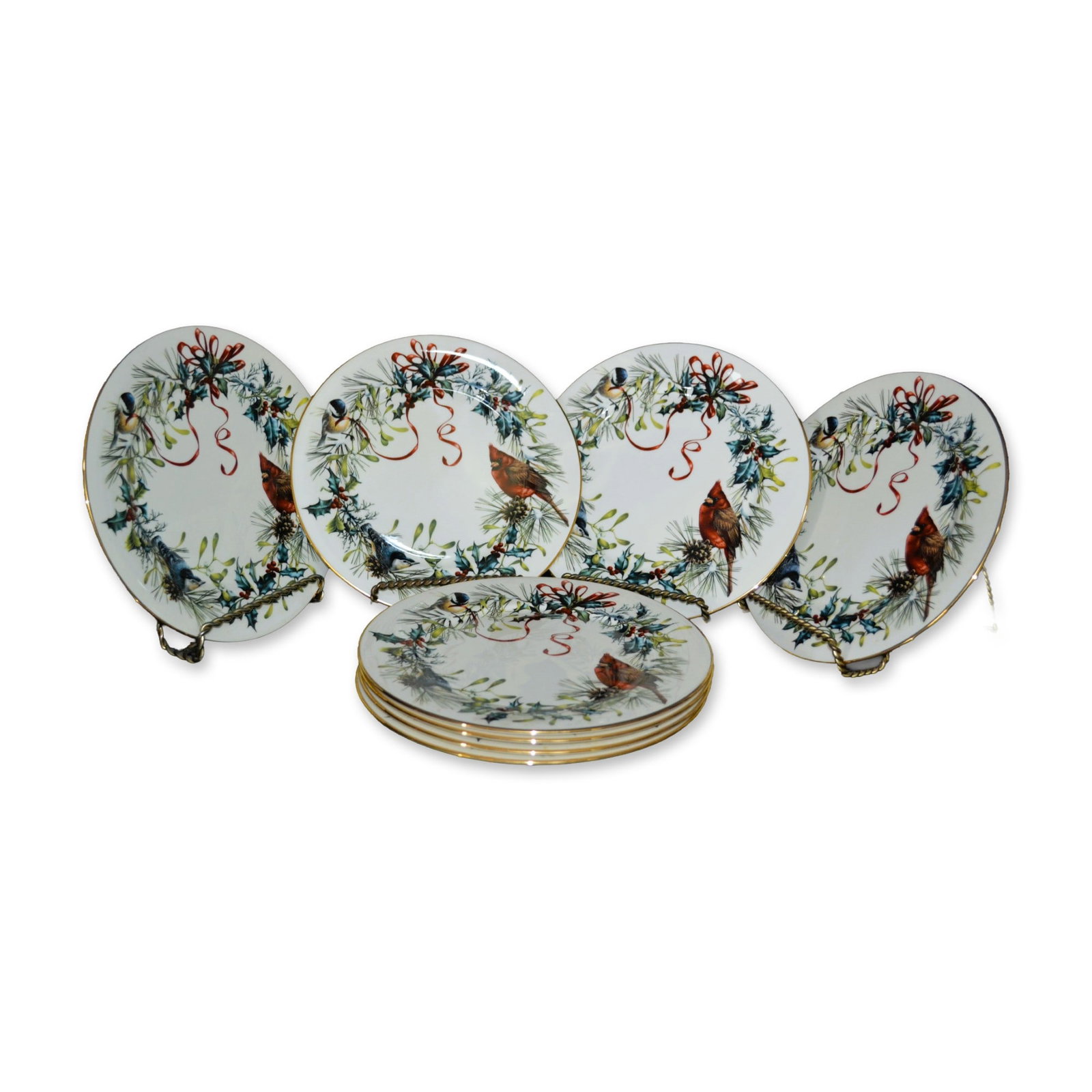 8Pc Lenox China Winter Greetings By Catherine McClung Dinner Plates, 1995 (1 of 5)