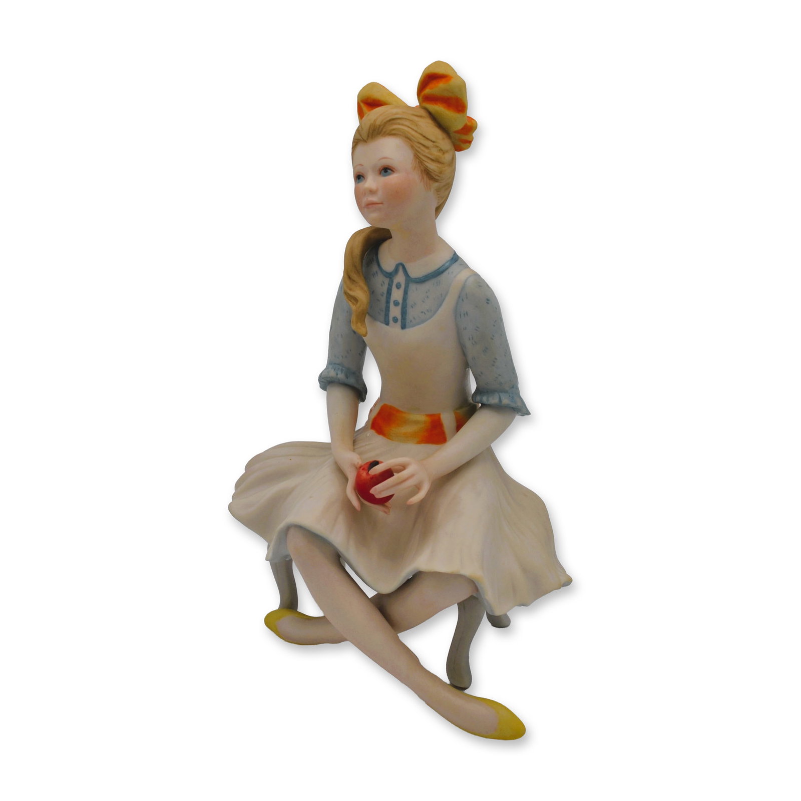 Cybis Porcelain Figurine Pollyanna, 1971: Bisque Porcelain Decorated, hand created, hand painted by the Artisans of the Cybis Studio in Trenton, NJ, USA. Featuring the Sculpture of "Pollyanna" from the Children to Cherish Collection. Hallmark
