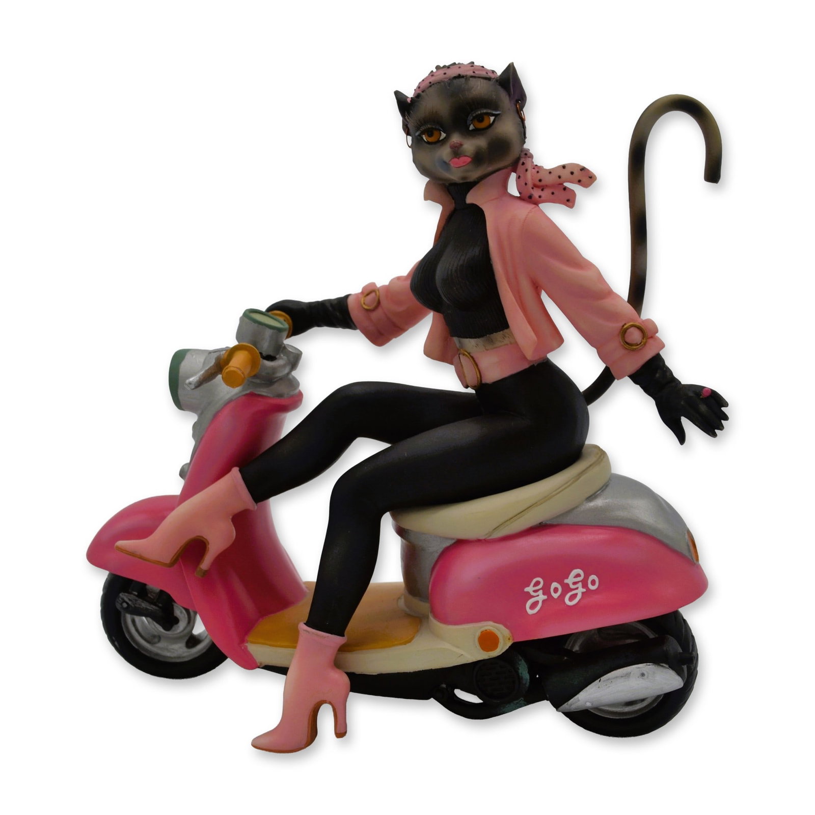 Margaret Le Van Alley Cats Figurine "Go Go On Motorcycle" Secret Agent, LV30-FE10, OB: Margaret Le Van Alley Cats "Go Go On Motorcycle" Secret Agent Figurine W/Box, LV30-FE10. Margaret Le Van Alley Cats features Go Go On Motorcycle Figurine, one of the glamour Pusses and Sex Kittens rol