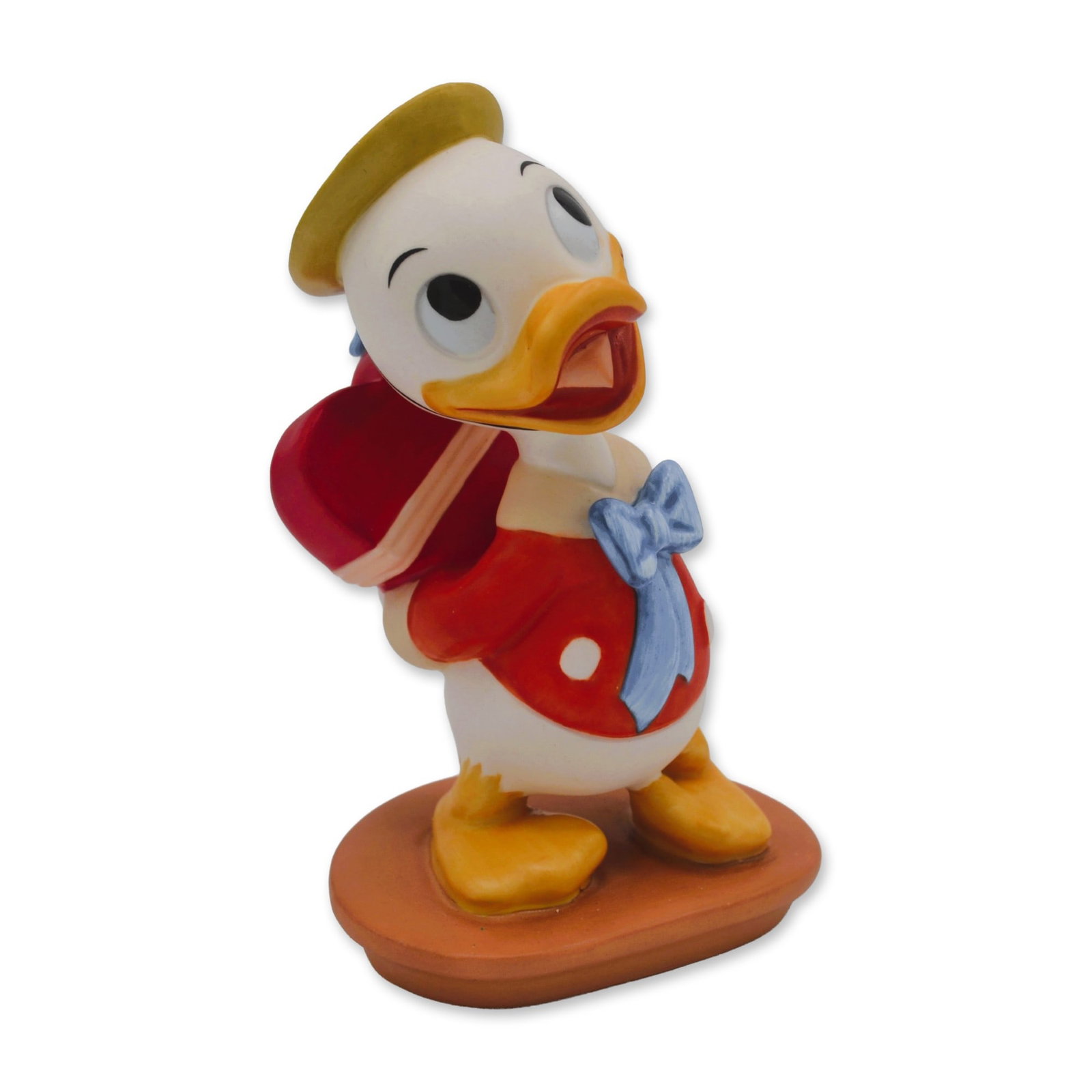 Classics Walt Disney Nephew Duck "I Got Somethin' For Ya," Sculpture, Vintage: Bisque Porcelain Decorated, this sculpture was created through the collaborative efforts of the animators and other artists of The Walt Disney Studios, using the same principles applied to classic Dis