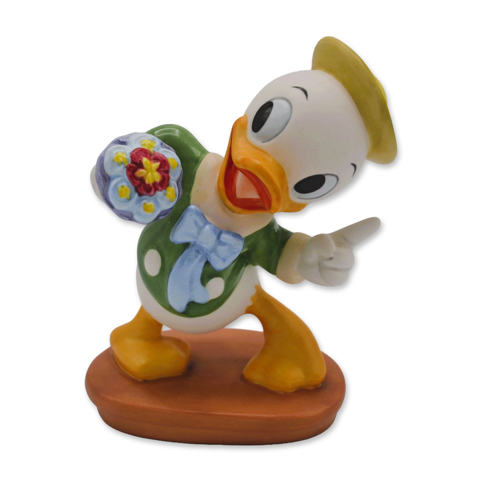 Classics Walt Disney Mr. Duck Steps Out, Tag Along Trouble Huey Sculpture, Vintage: Bisque Porcelain Decorated, this sculpture was created through the collaborative efforts of the animators and other artists of The Walt Disney Studios, using the same principles applied to classic Dis