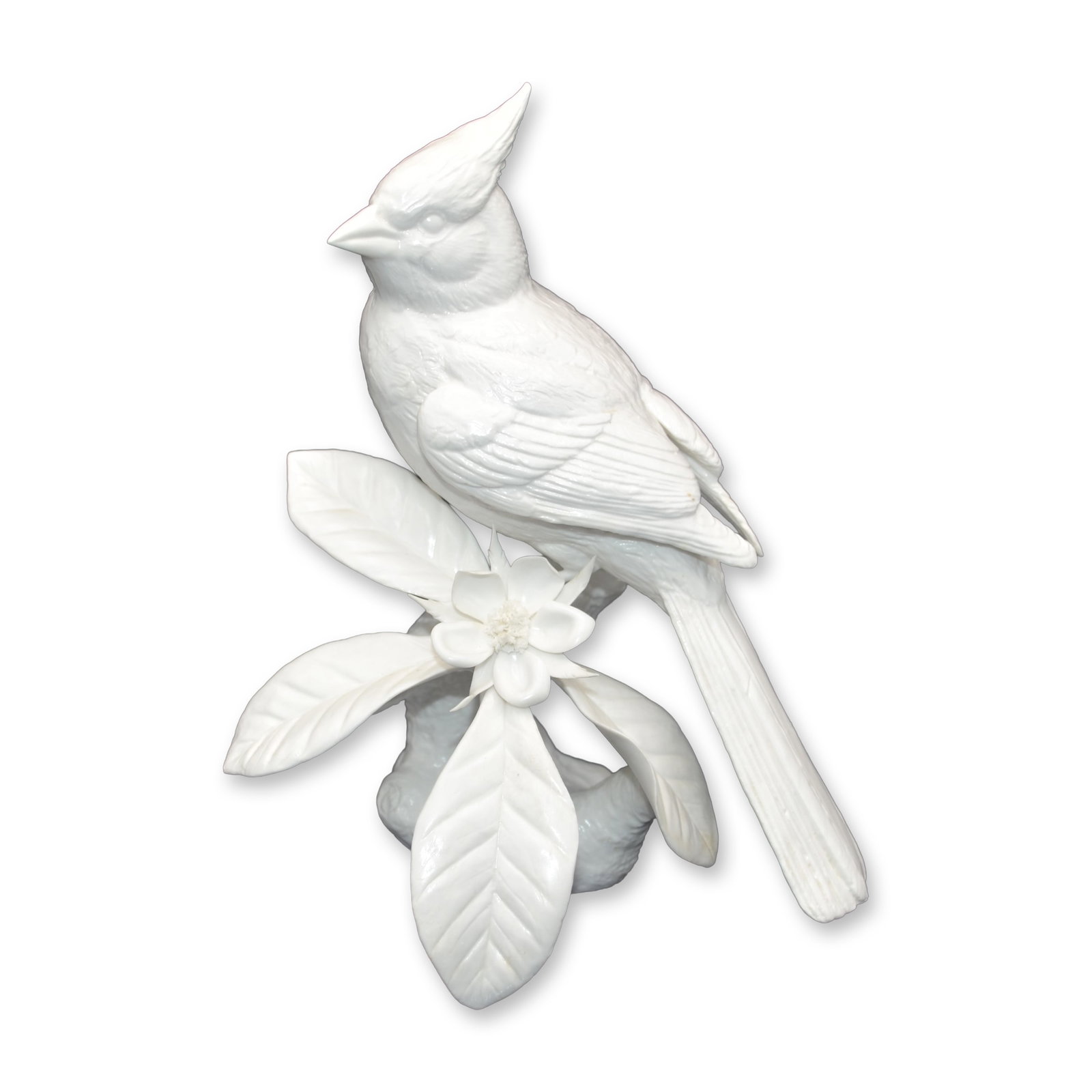 Connoisseur Porcelain Cardinal Bird Sculpture Prototype Model AP: Fine Bone China, White, Glazed, hand created, by the Artists of the Connoisseur Studio in the UK. Featuring a Cardinal Bird Sculpture, White, Prototype Model. Signed AP2, Connoisseur, 96, on the under