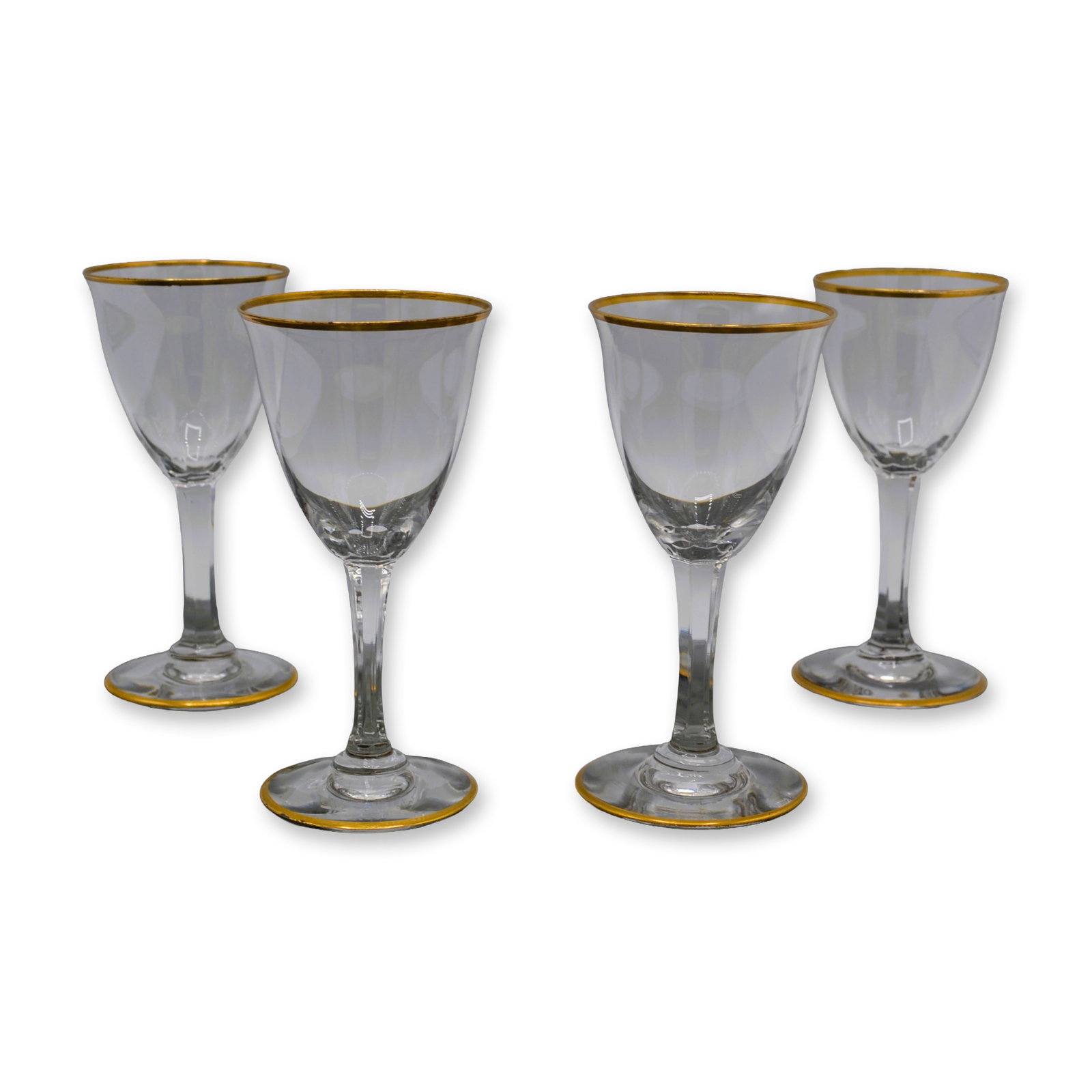 4Pc Baccarat Crystal Vienne Cordials Clear W/Gold Trim, 3"H (1 of 5)