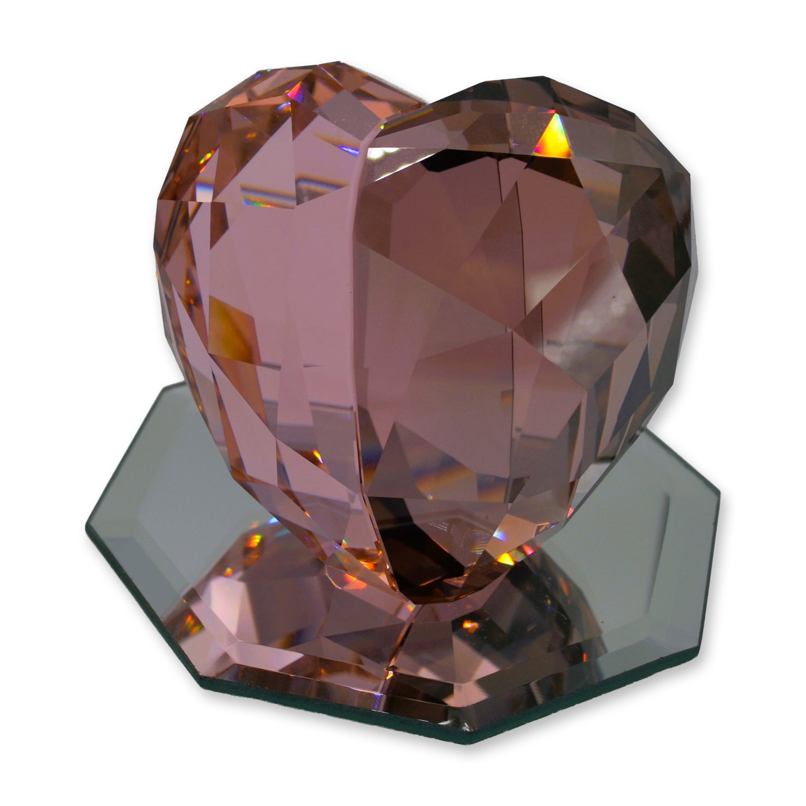 Swarovski Pink Crystal Paperweight Heart W/Mirror Base, Vintage (1 of 3)