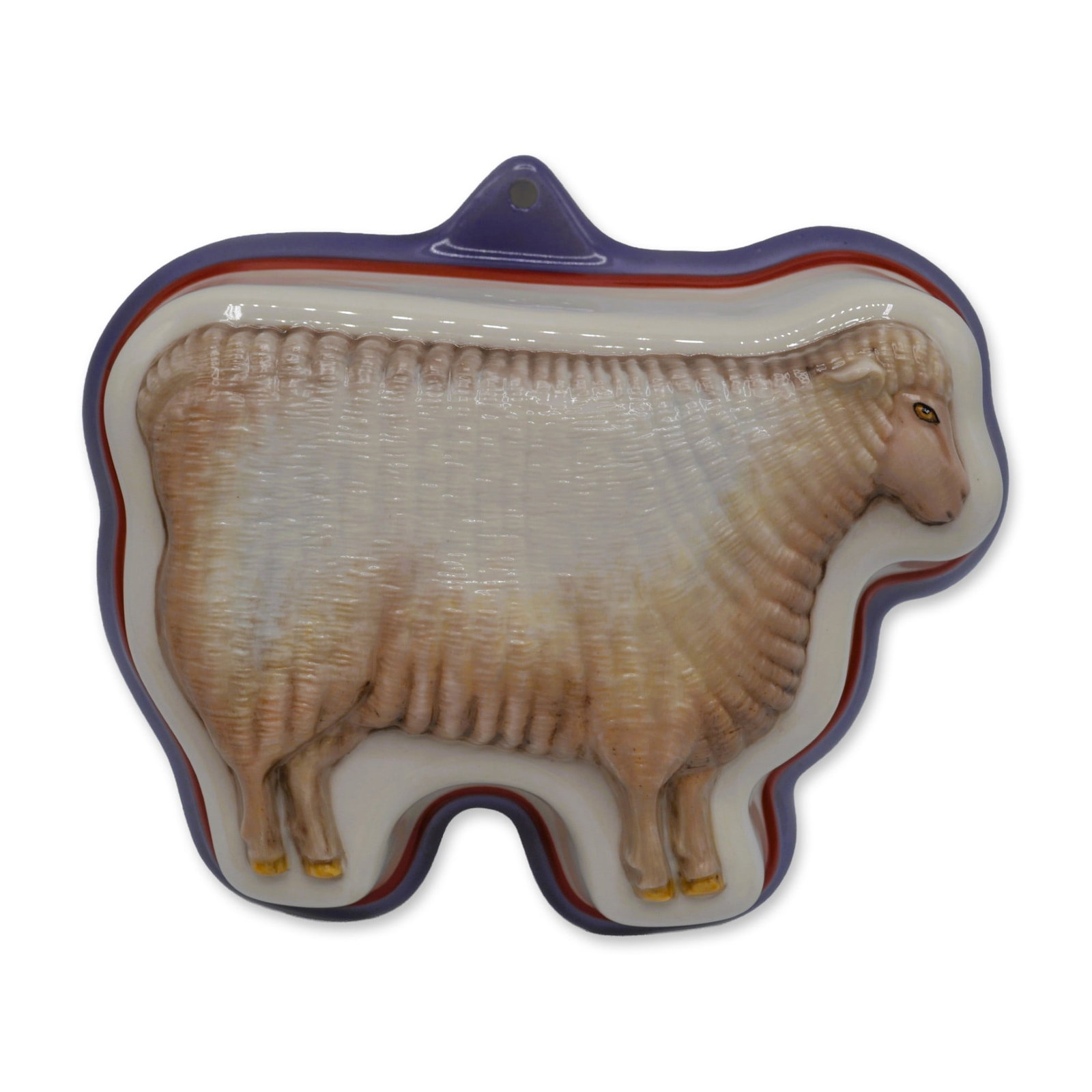 Lowell Herrero for Franklin Mint "The Country Sheep" Porcelain Mould: Fine Porcelain Decorated, hand created and hand painted Porcelain Mould by Lowell Herrero, celebrated artist of American folk art presented by The Franklin Mint. Featuring "The Country Sheep" Porcelai