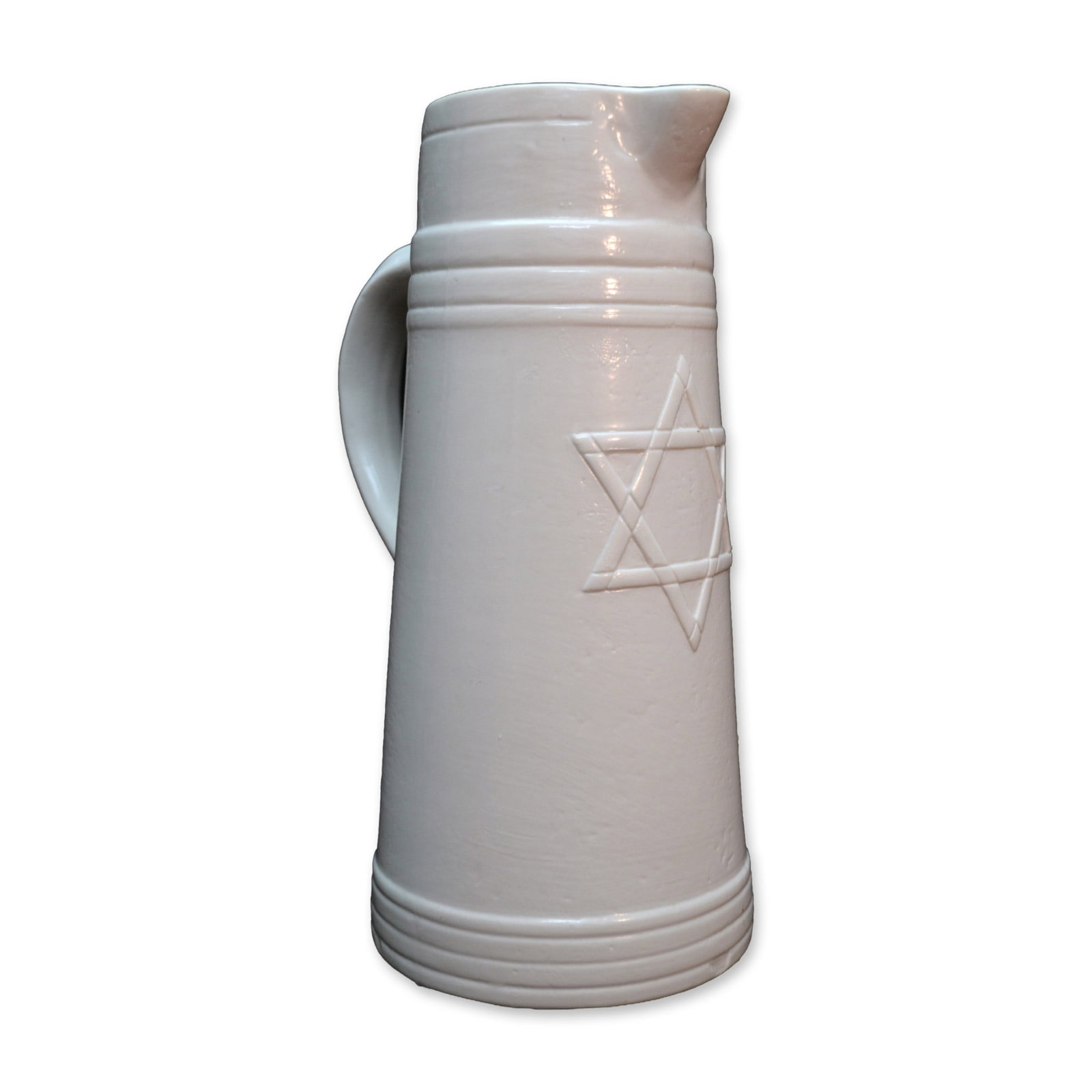 Boehm Porcelain Star of David Tankard, 1978, Rare: Glazed Porcelain White, hand created, hand painted by the world famous Artisans of the E. M .Boehm Studios in Trenton, NJ, USA. Introduced in 1978, the Star of David Tankard is a Limited Edition of on