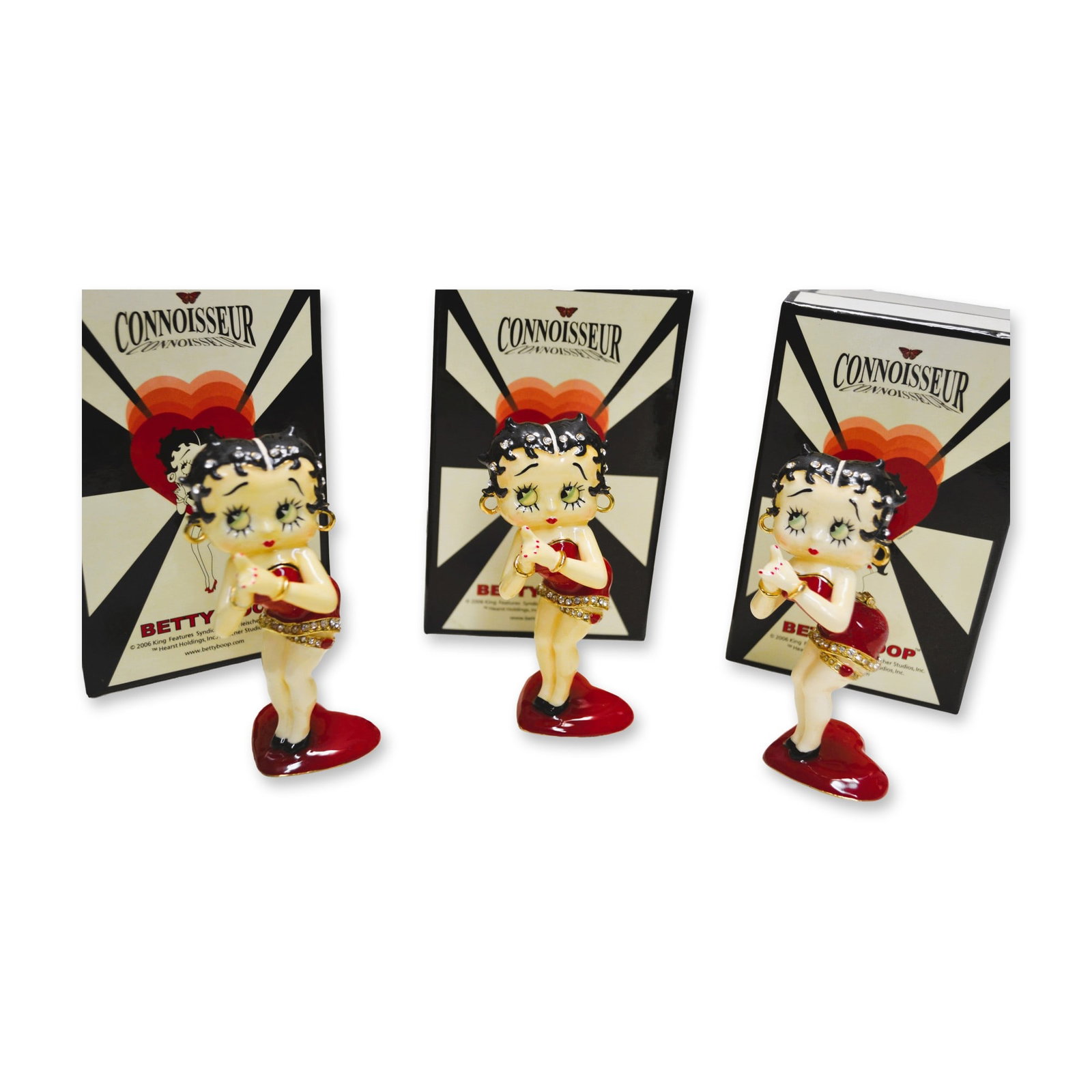 3Pc Betty Boop The Red Heart Figurine Trinket Boxes, 2006 (1 of 4)