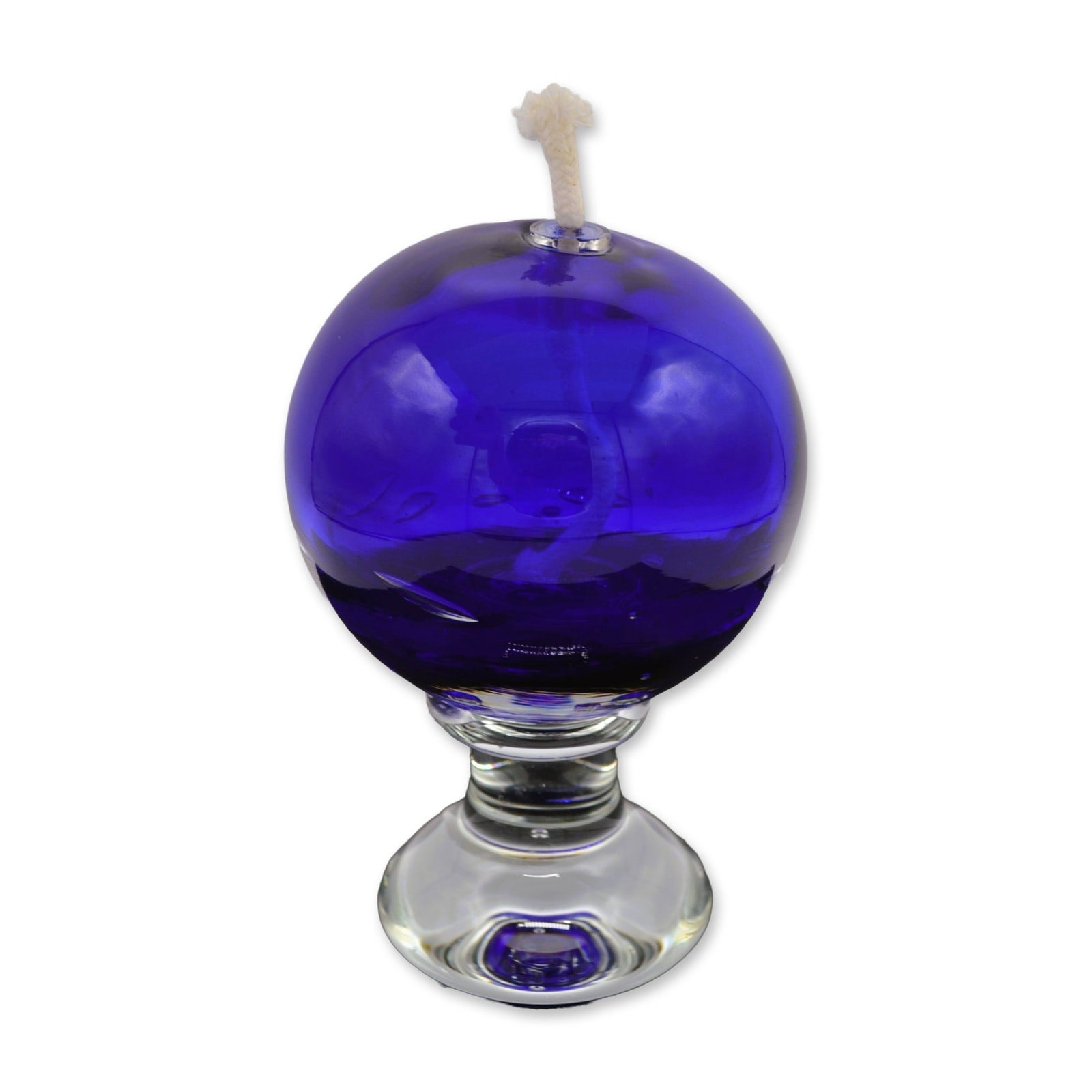 Bird Brain Art Glass Hand Blown Glass Oil Lamp, Blue, 2003 (1 of 2)