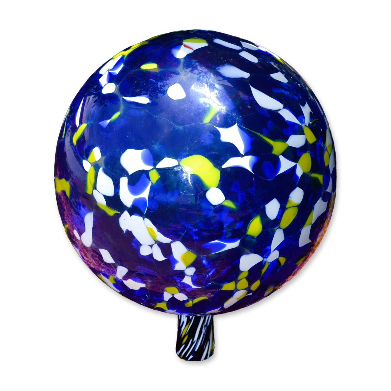 Bird Brain Art Glass Hand Blown Multi-Color Blue Garden Gazing Ball, 2003 (1 of 5)