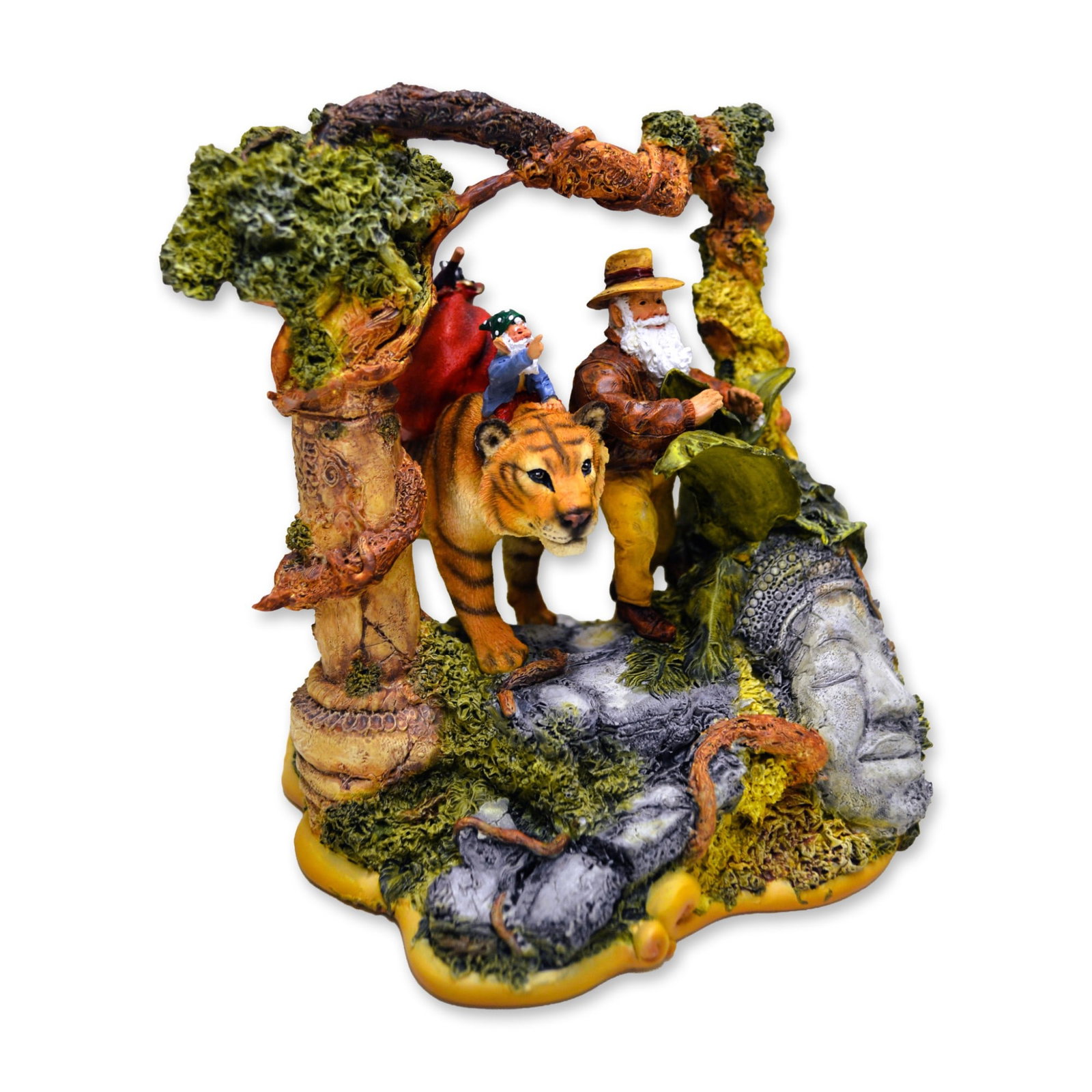 Maruri USA LE Santa's World Travels "Guiding Tiger" Sculpture, 1998: Maruri USA presents The Santa's World Travels Collection, hand created, hand painted by the World Famous Maruri Artisans featuring The "Guiding Tiger" Sculpture. Santa and his elf, with a sleek Bengal