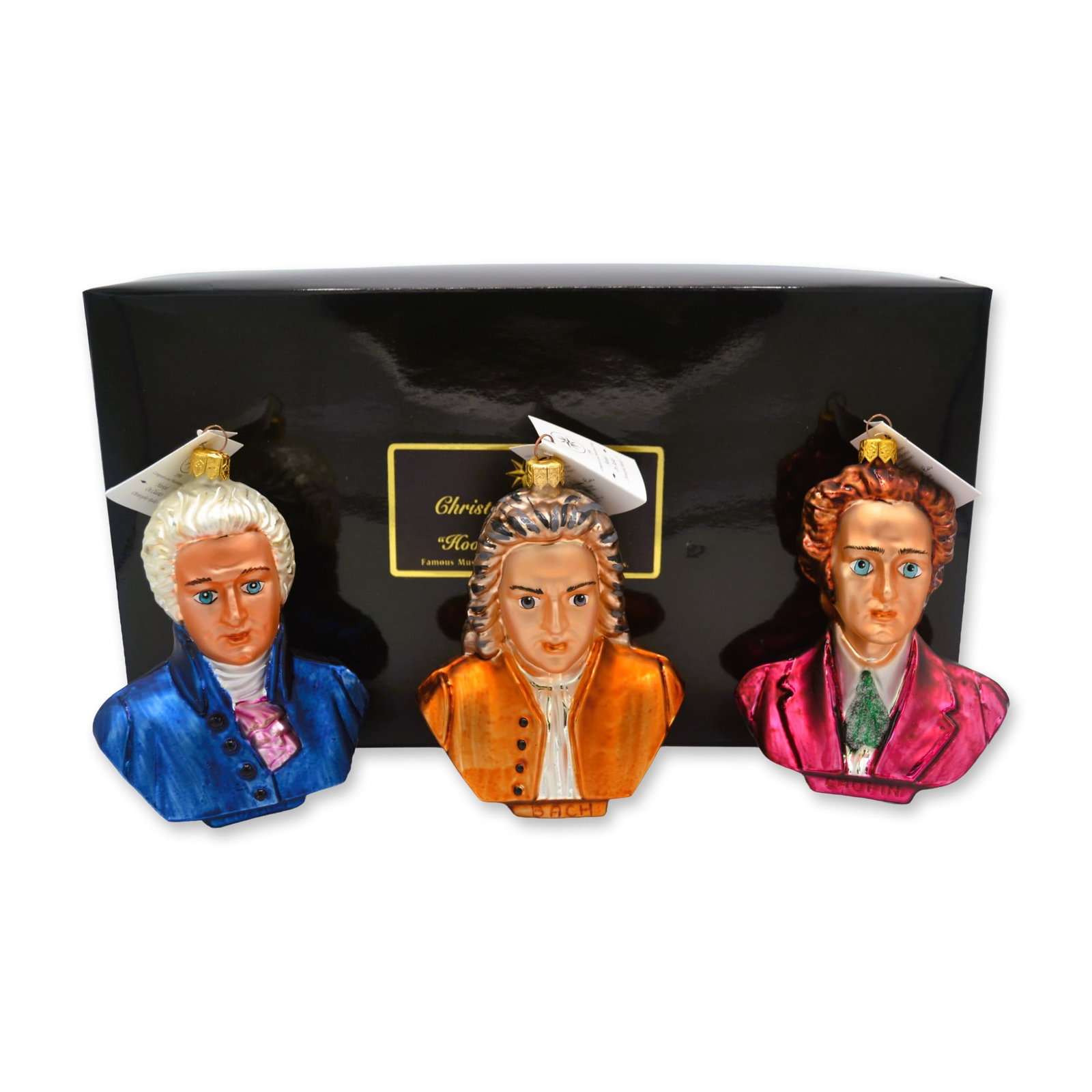 3Pc Christopher Radko LE Ornaments Hooked On Classics, Famous Musicians, 1998, W/Box (1 of 3)