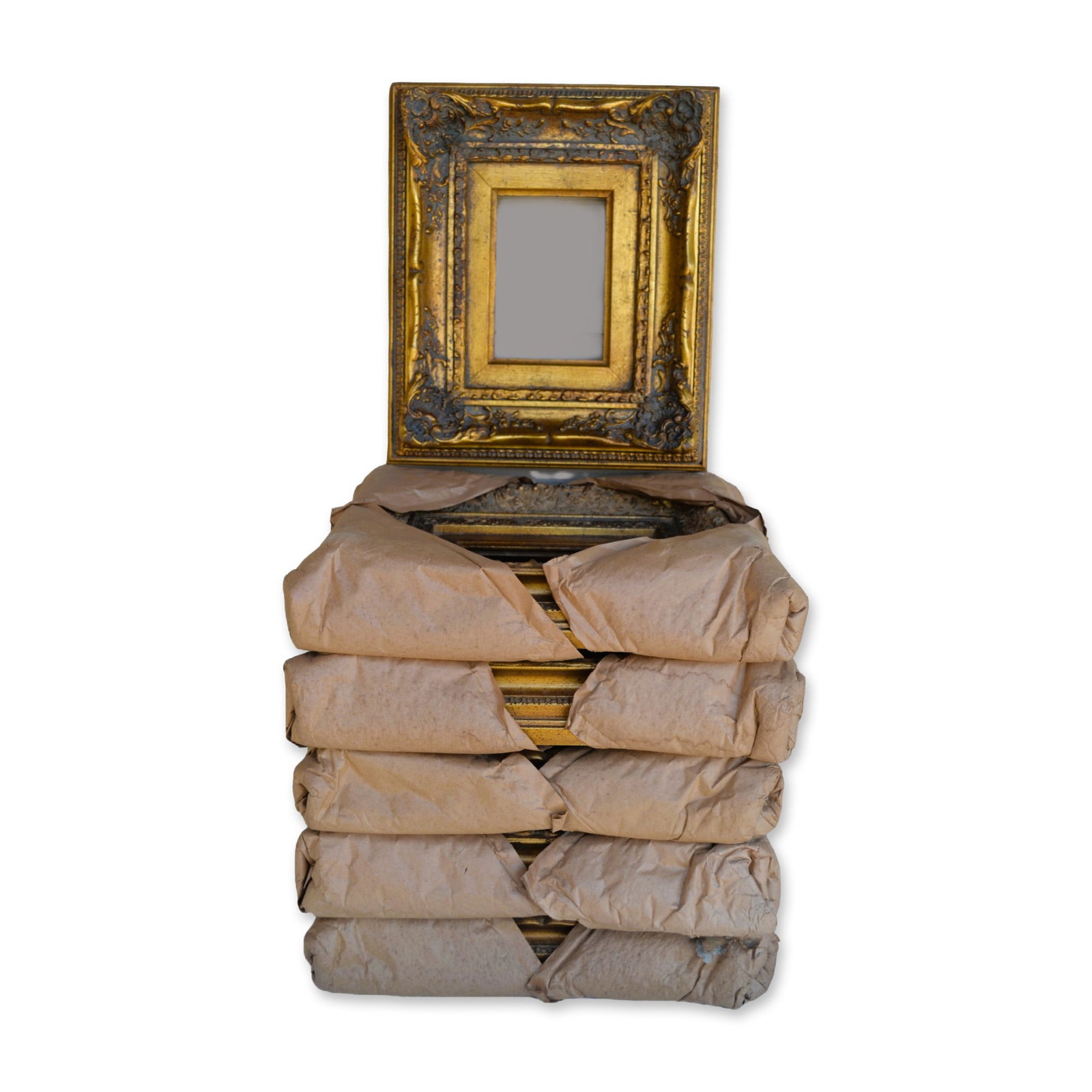 6Pc Gold Tone Ornate Picture Frames, Collection of Six, 2005: A Collection of Six (6) Gold Tone Ornate Picture Frames. Style No: 925. Overall Dimensions: 13.50 x 14.75". Fits Image: 5" x 7." Beautiful Ornate Molding, decorative and very stylish. Fits in a tradti