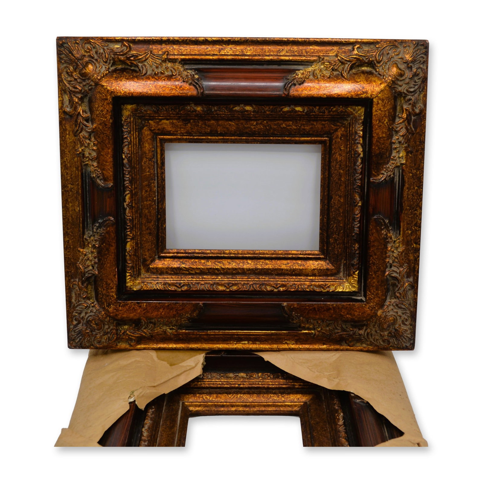 2Pc Mahogany Brown W/Gold Tone Accents Ornate Picture Frames, 2005 (1 of 4)