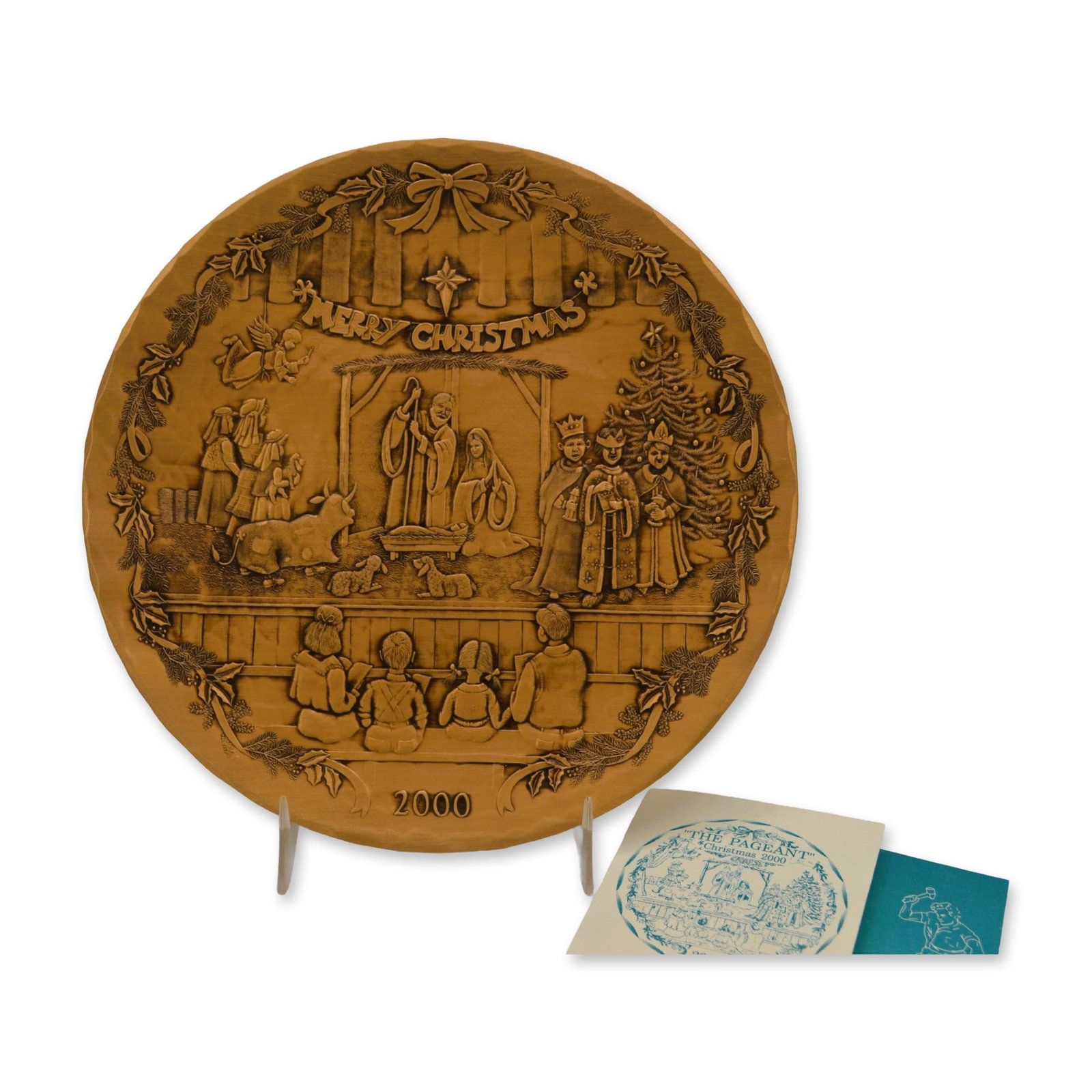Wendell August LE "The Pageant" Christmas Plate, Solid Bronze, 2000 W/Box (1 of 4)