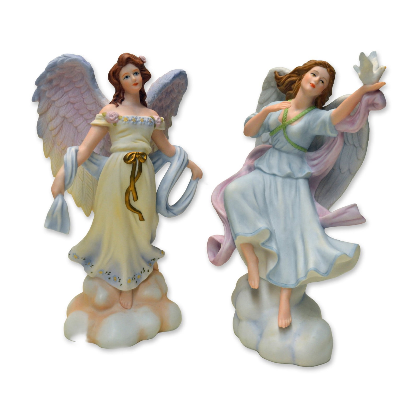 2Pc RNR Porcelain Angel W/Dove and Angel In The Wind Figurines, 2006 (1 of 5)