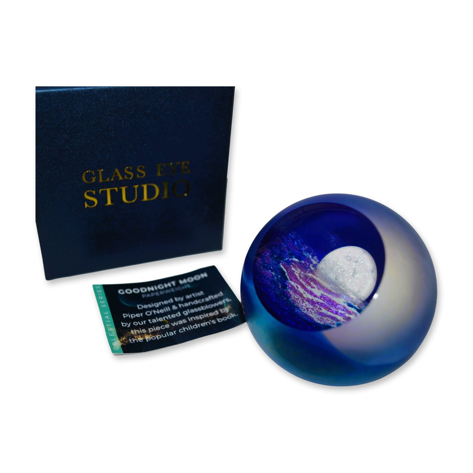 Glass Eye Celestial Paperweight Good Night Moon, 2019, W/Box (1 of 8)