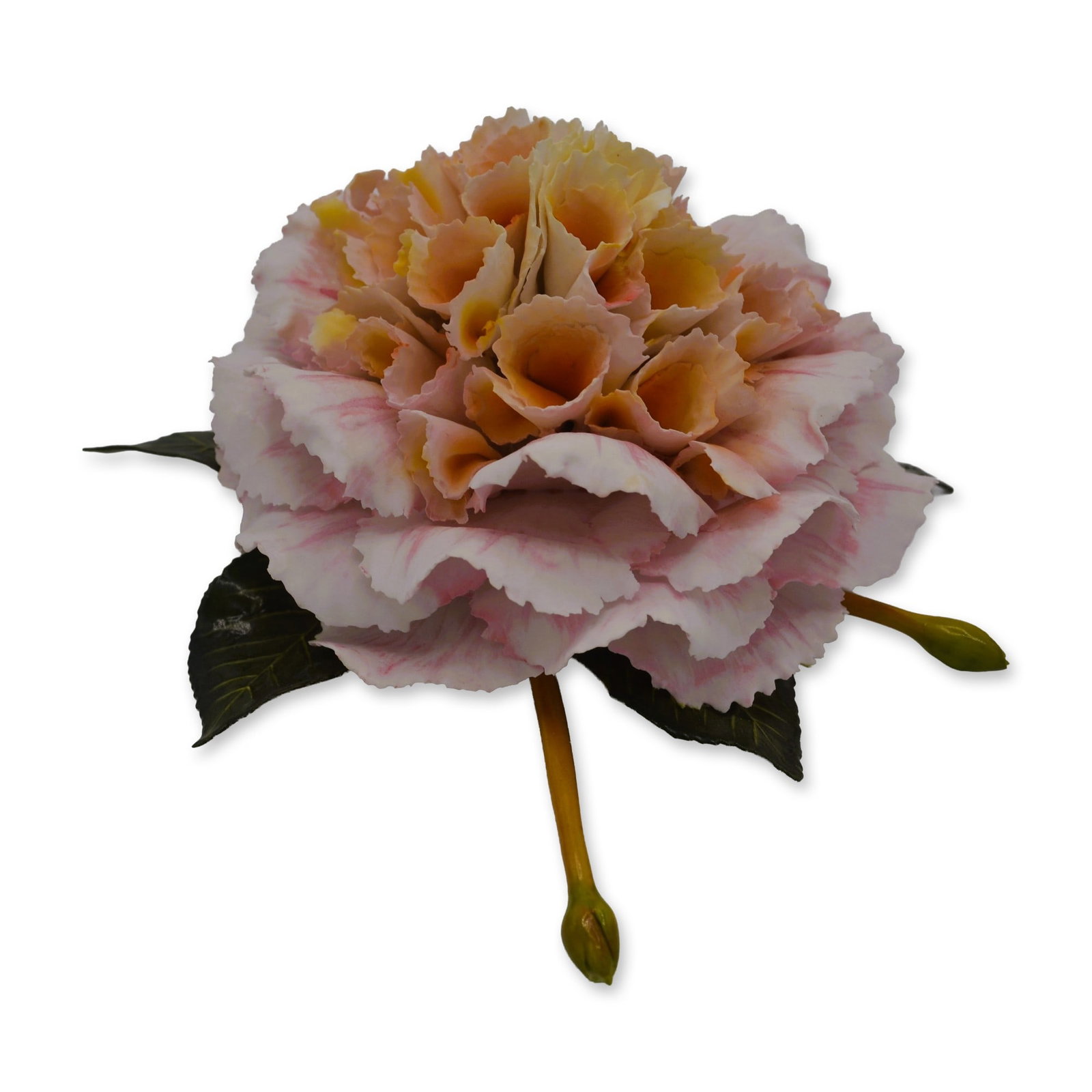 Boehm Porcelain Pat Nixon Pink Camellia Floral Sculpture, 1972: Fine Bone China, Decorated, hand created, hand painted by the Boehm Studio Artists in the Boehm Malvern, England Studios. Featuring the Pat Nixon Pink Camellia Flower. An open edition introduced in 19