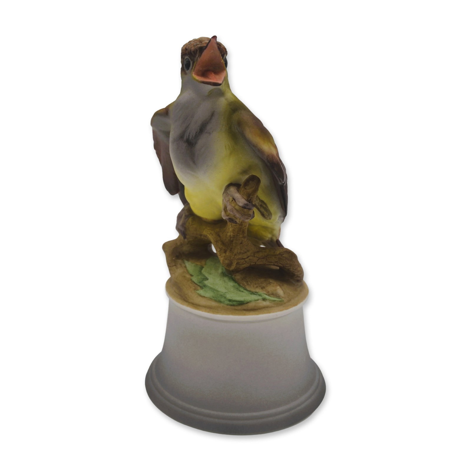 Boehm Porcelain Baby Crested Flycatcher Bird Sculpture, 1962, W/Rare Gray Base, Ed. Of 13 (1 of 6)