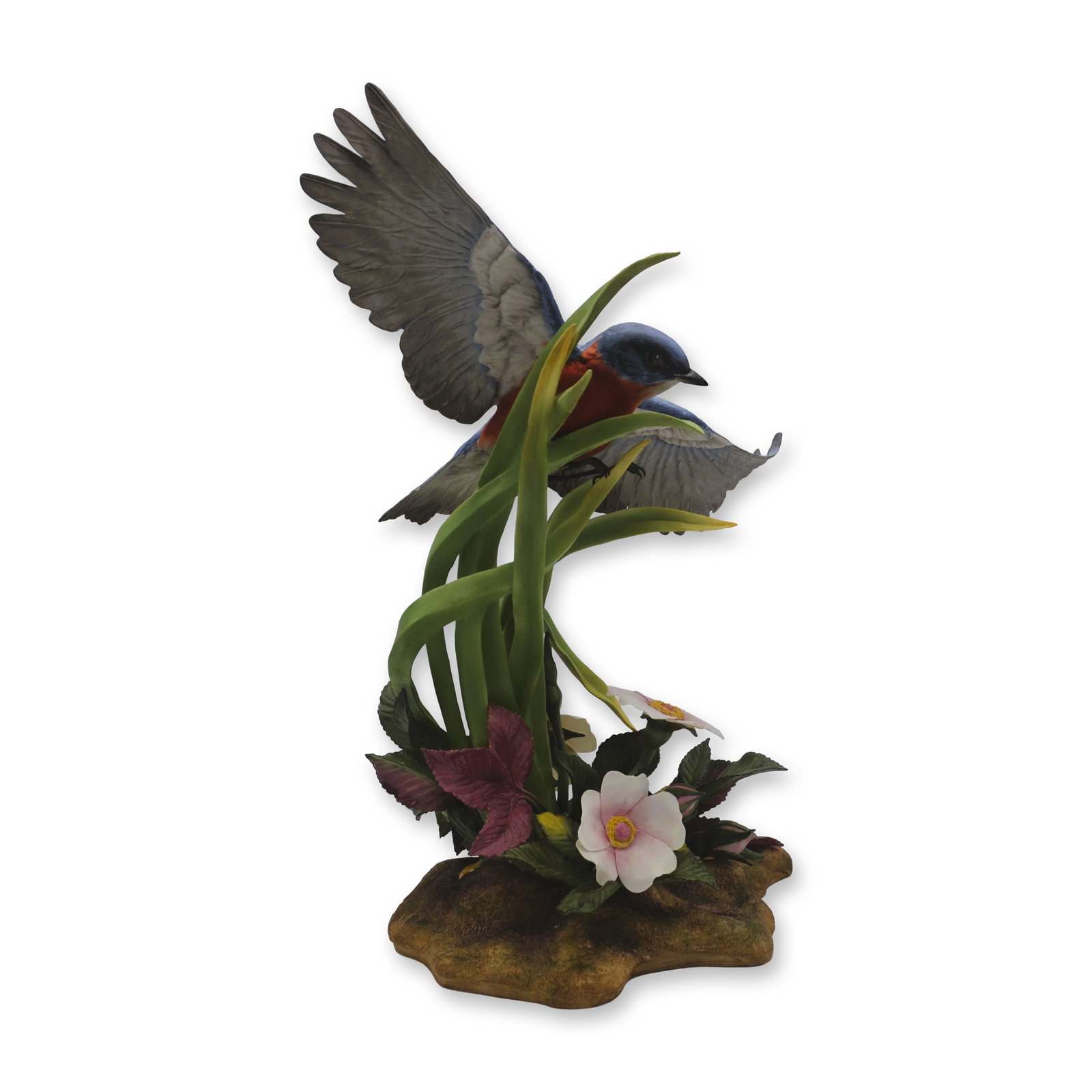 Boehm Porcelain LE Eastern Blue Bird II Sculpture, 1977, Rare: Bisque Porcelain Decorated, hand created, hand painted by the Artists of the Boehm Studios in Trenton, New Jersey, USA. Introduced in 1977, featuring the Eastern Blue Bird II Sculpture. A lovely authe
