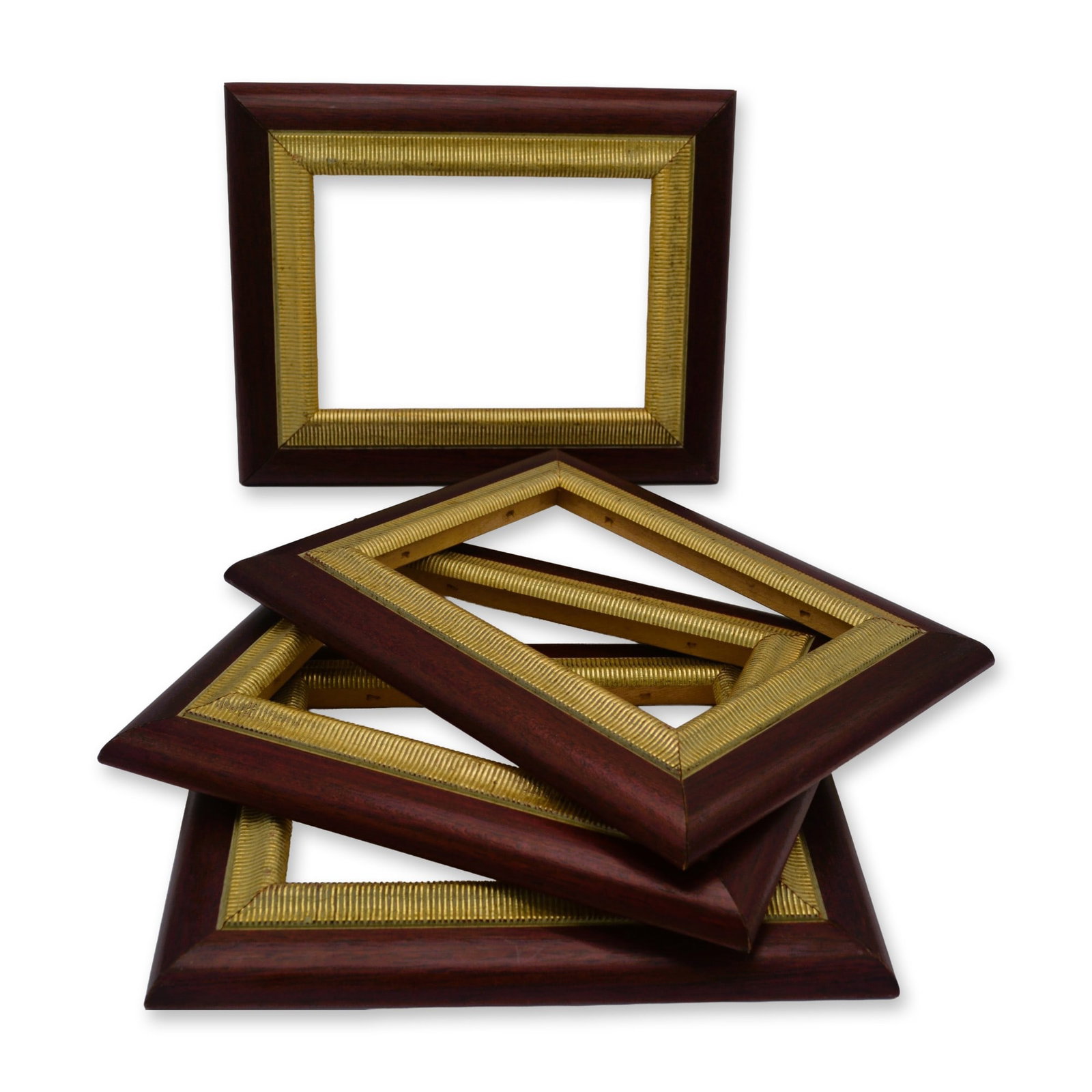 4Pc Mahogany Brown W/Gold Tone Accent Picture Frames Collection, 8" x 10," 2005 (1 of 4)