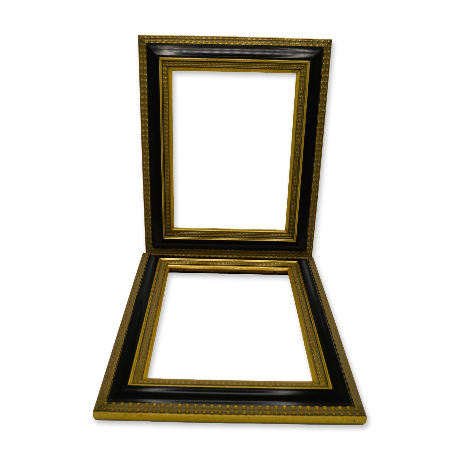 2Pc Black W/Gold Tone Accent Trim Picture Frames, 13" x 16" Overall, 9" x 12" Insert, 2005 (1 of 3)