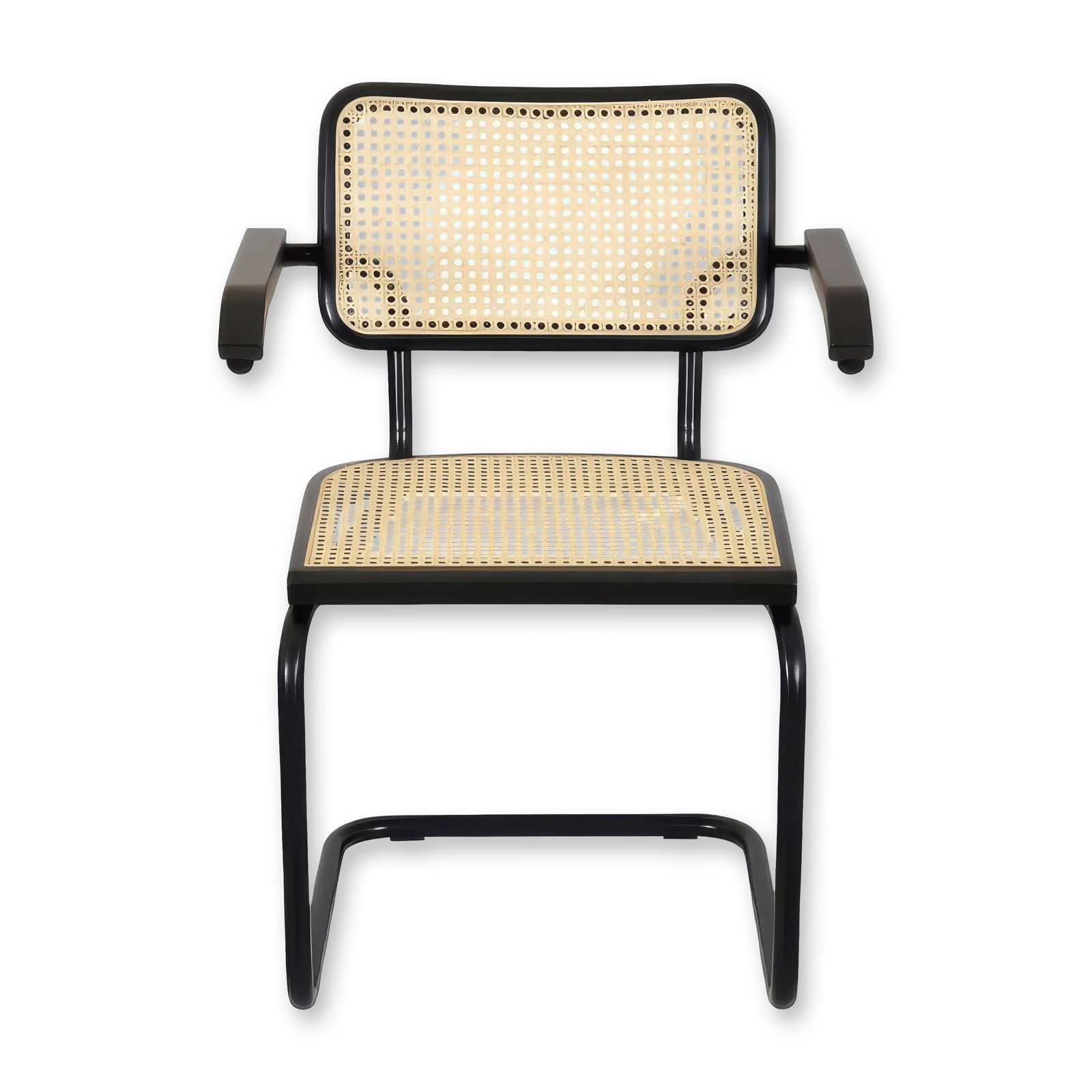 Pair of Knoll Cesca Collection Dining Armchairs with Ebonized Beech Wood Finish, Brand New In Box: A set of two Knoll Cesca Collection dining armchairs featuring Marcel Breuer's iconic cantilever design, originally created in 1928. Widely recognized as the B64 model, these chairs are celebrated as 