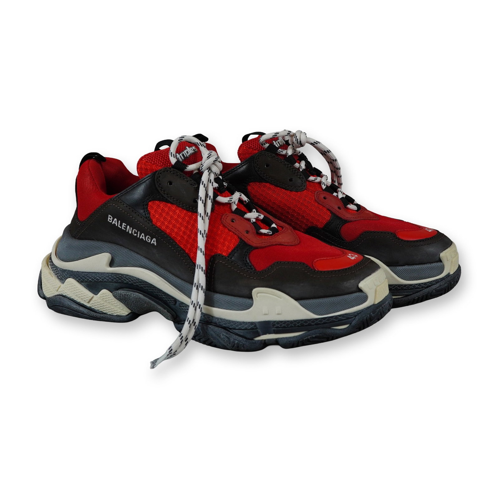 Balenciaga Red and Black Triple S Sneakers (1 of 4)