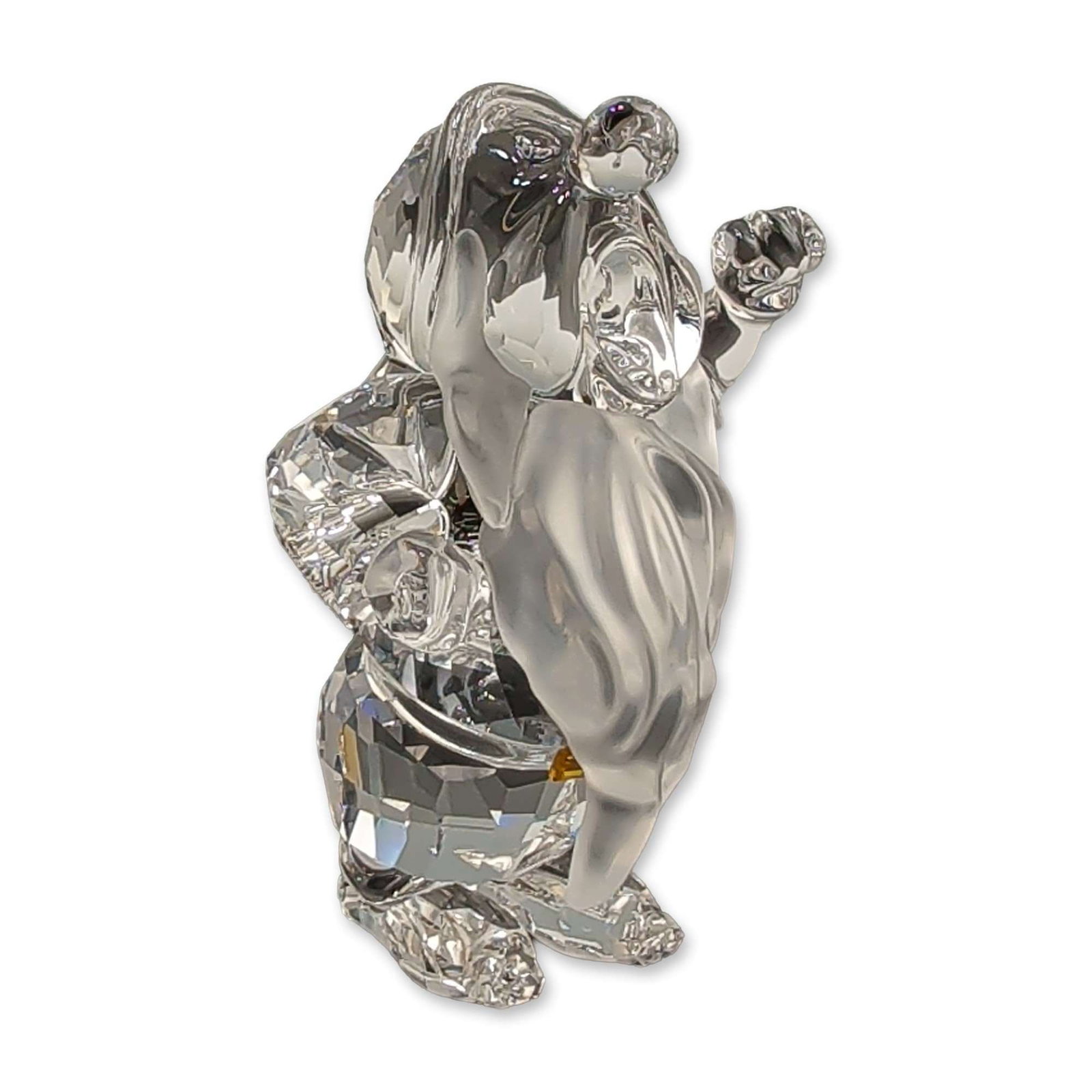 Swarovski Disney Crystal Figurine, Sleepy: Swarovski crystal figurine from the Disney collection, depicting the character Sleepy from Snow White and the Seven Dwarfs. The piece is crafted from faceted clear lead crystal with frosted crystal to