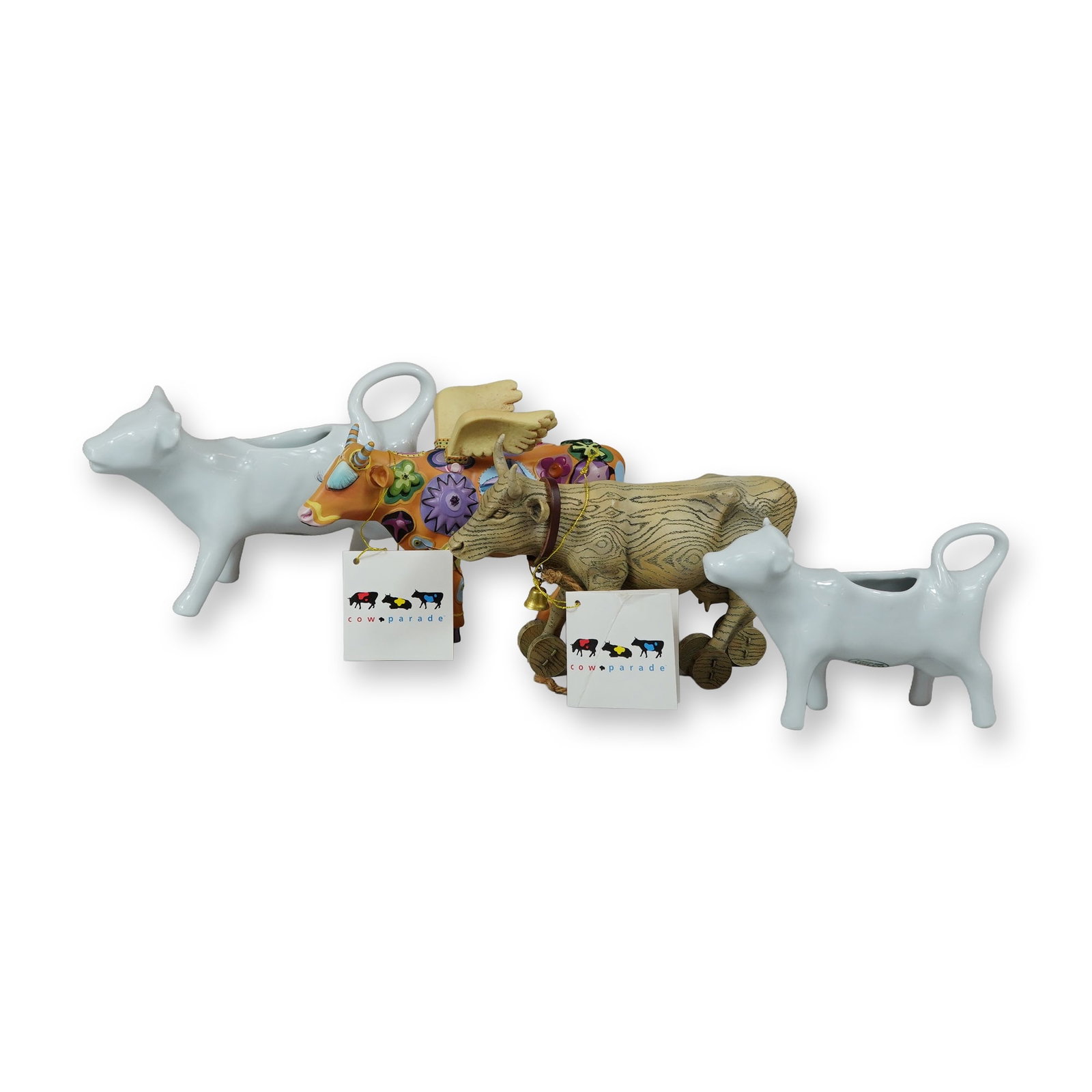 Lot of Four Cow Parade Art Figurines and Apilco Porcelain Creamers (1 of 7)