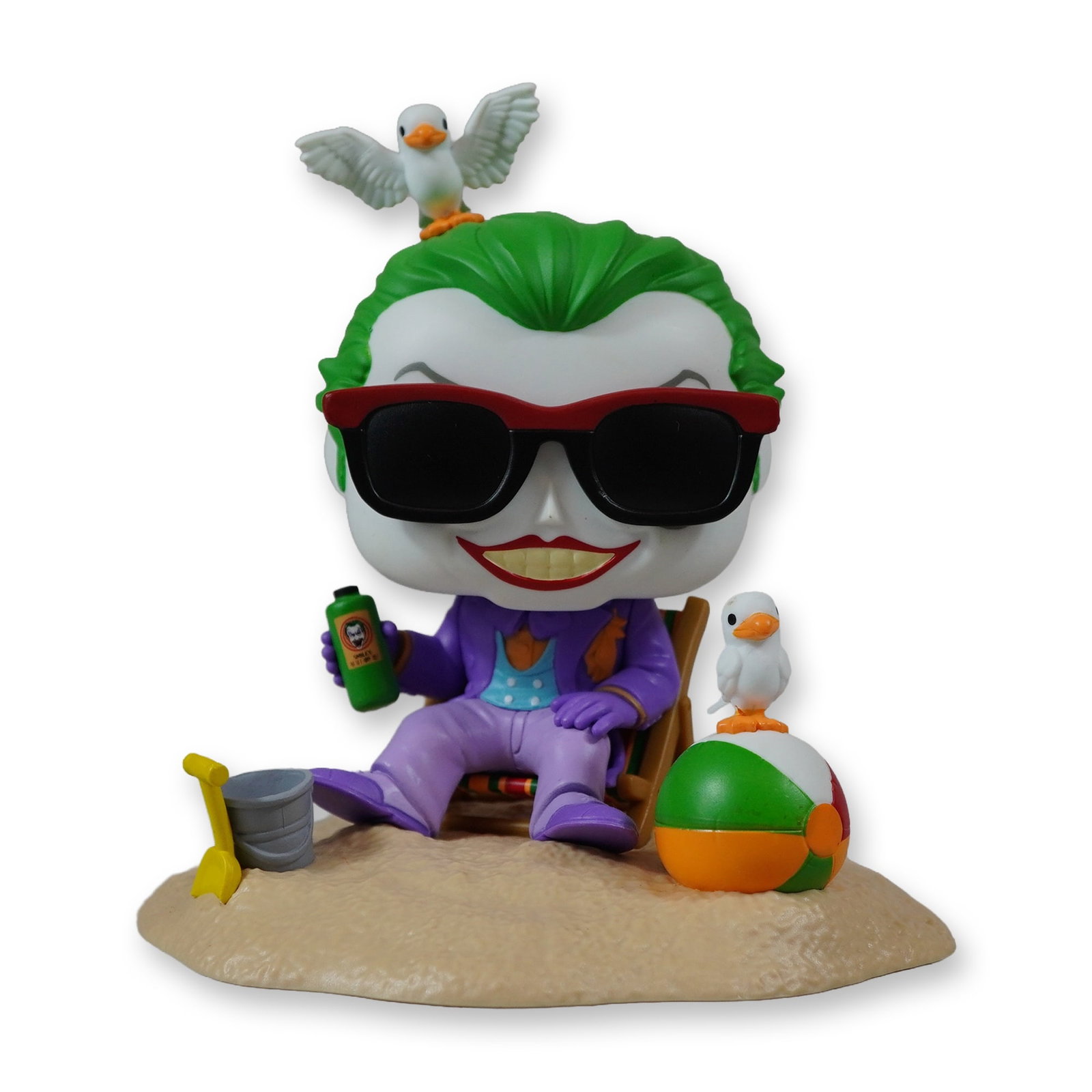 Funko Pop Deluxe The Joker on the Beach 520: Funko LLC. Vinyl collectible figure from the Pop Deluxe series, number 520, titled The Joker on the Beach. This figure was released as part of the Batman 85th Anniversary collection and features a des