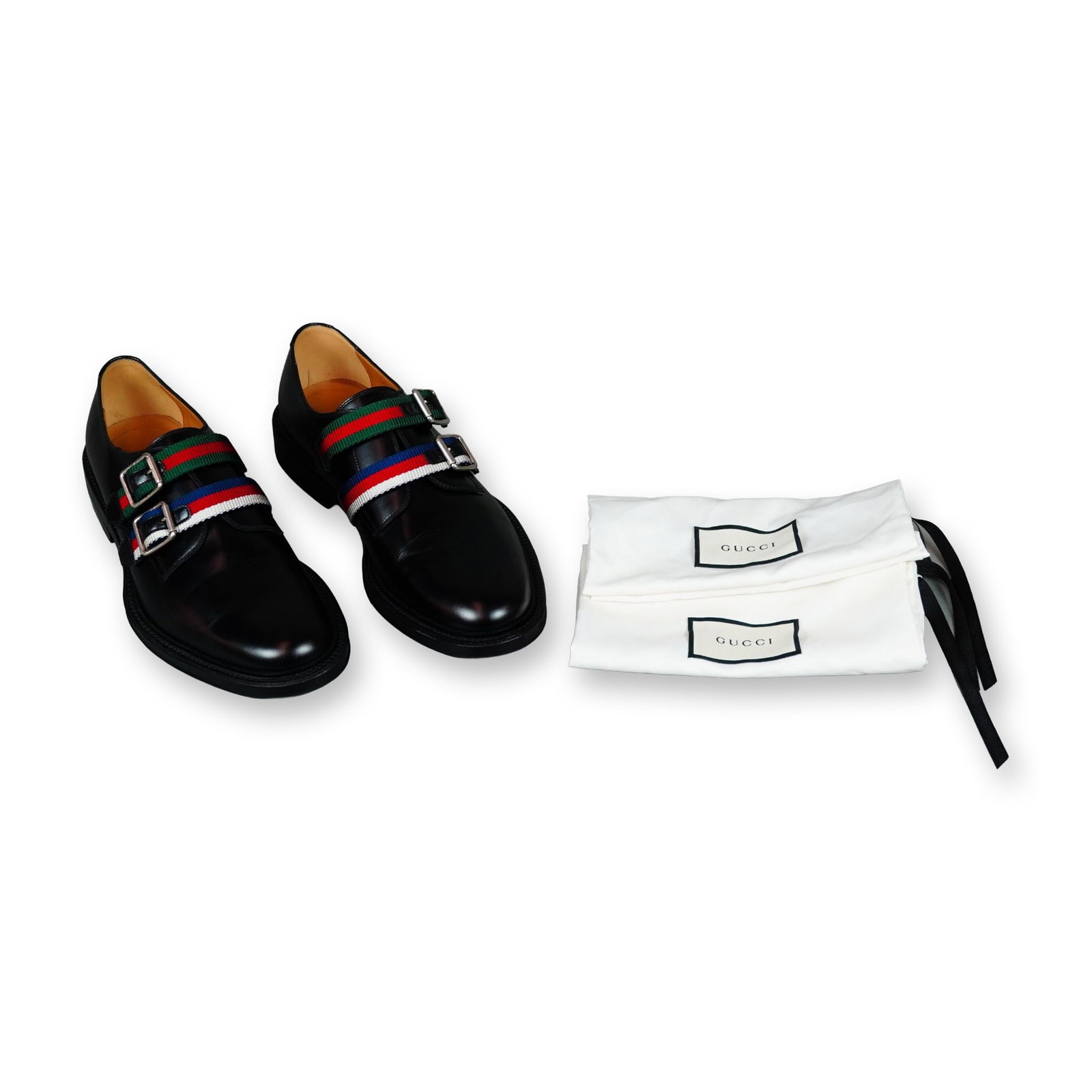 Gucci Black Leather Double Monk Strap Shoes (1 of 5)
