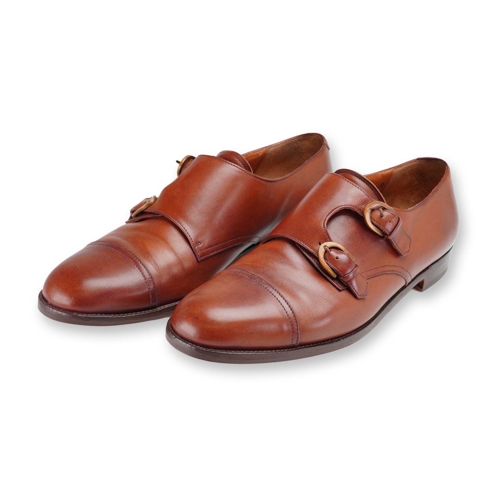 Salvatore Ferragamo Leather Double Monk Strap Men's Shoes (1 of 6)